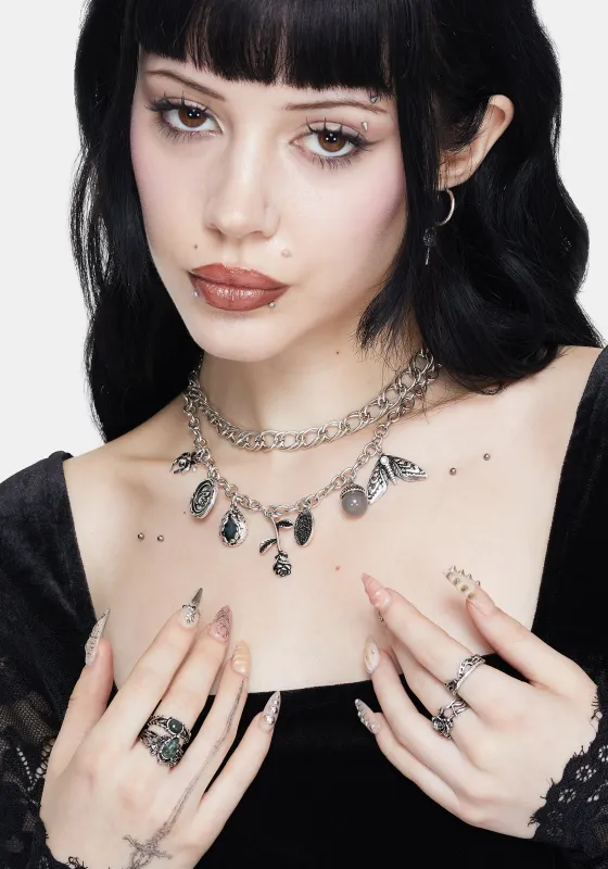 Draven Rat & Spider Charm Necklace sold by Disturbia