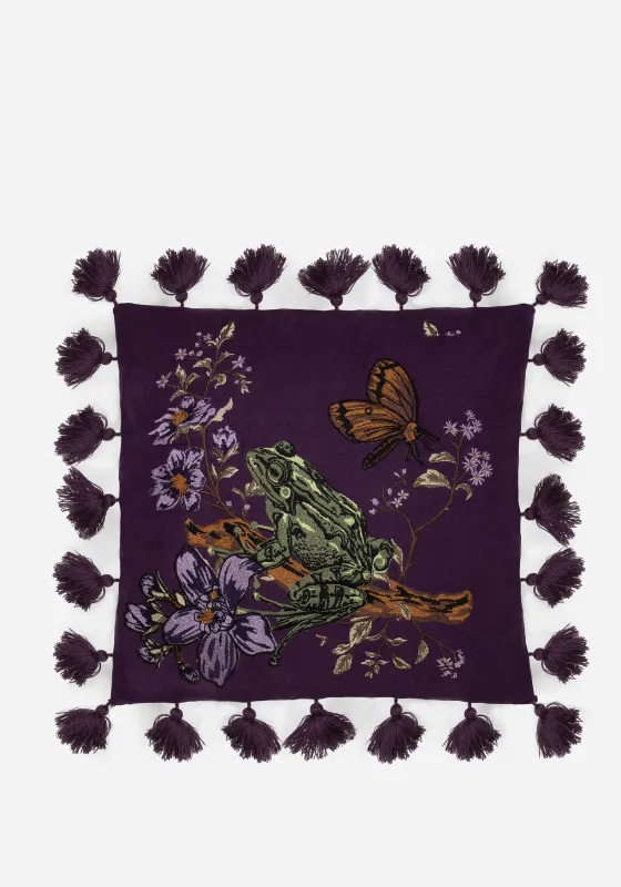 Toadstone Frog Tassel Edge Square Cushion sold by Disturbia