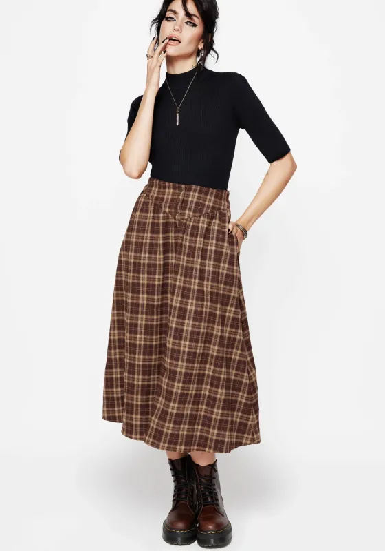 Milo Check Button Down Front Split Midi Skirt sold by Disturbia