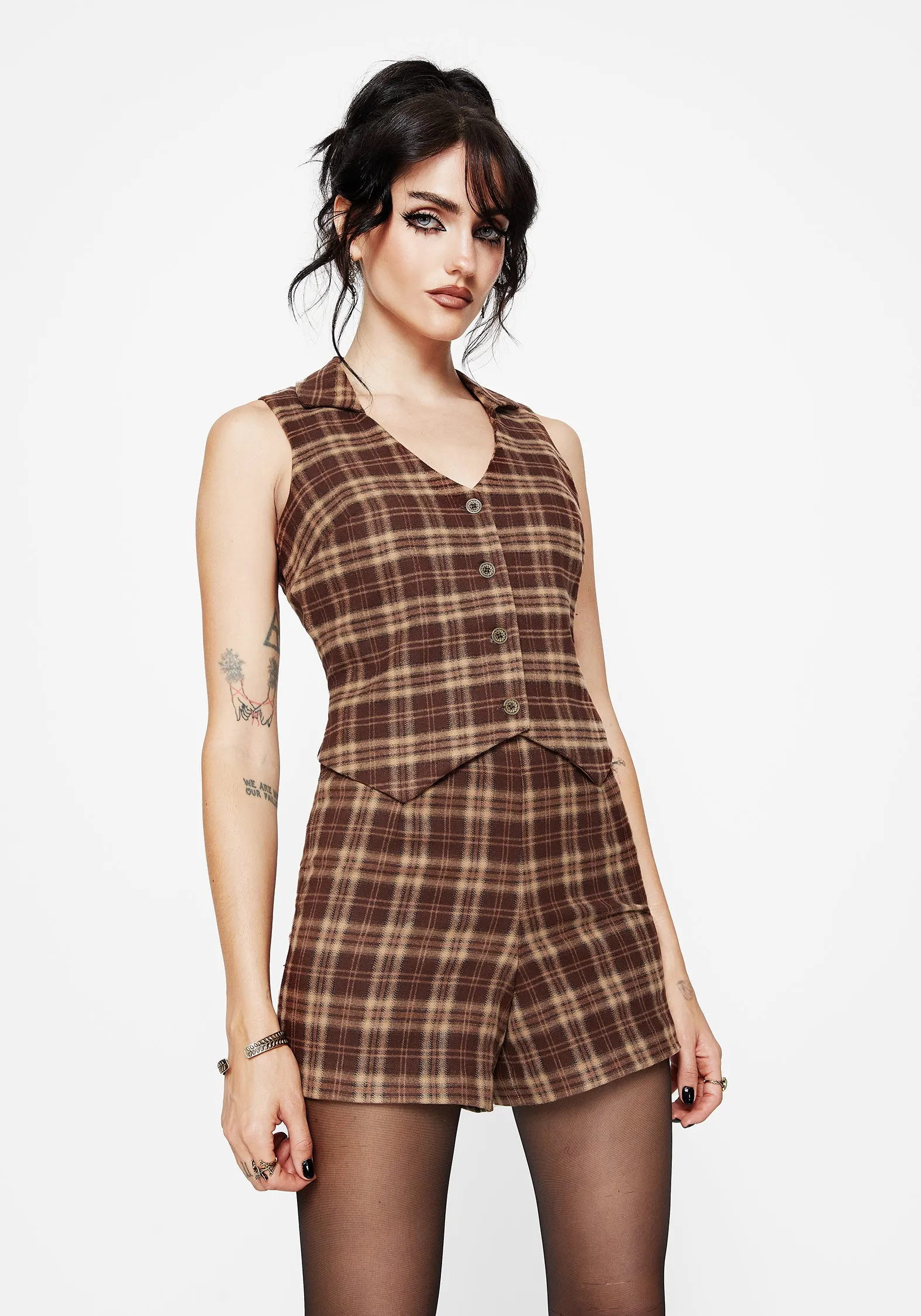 Milo Check Collared Waistcoat sold by Disturbia product image thumbnail 4