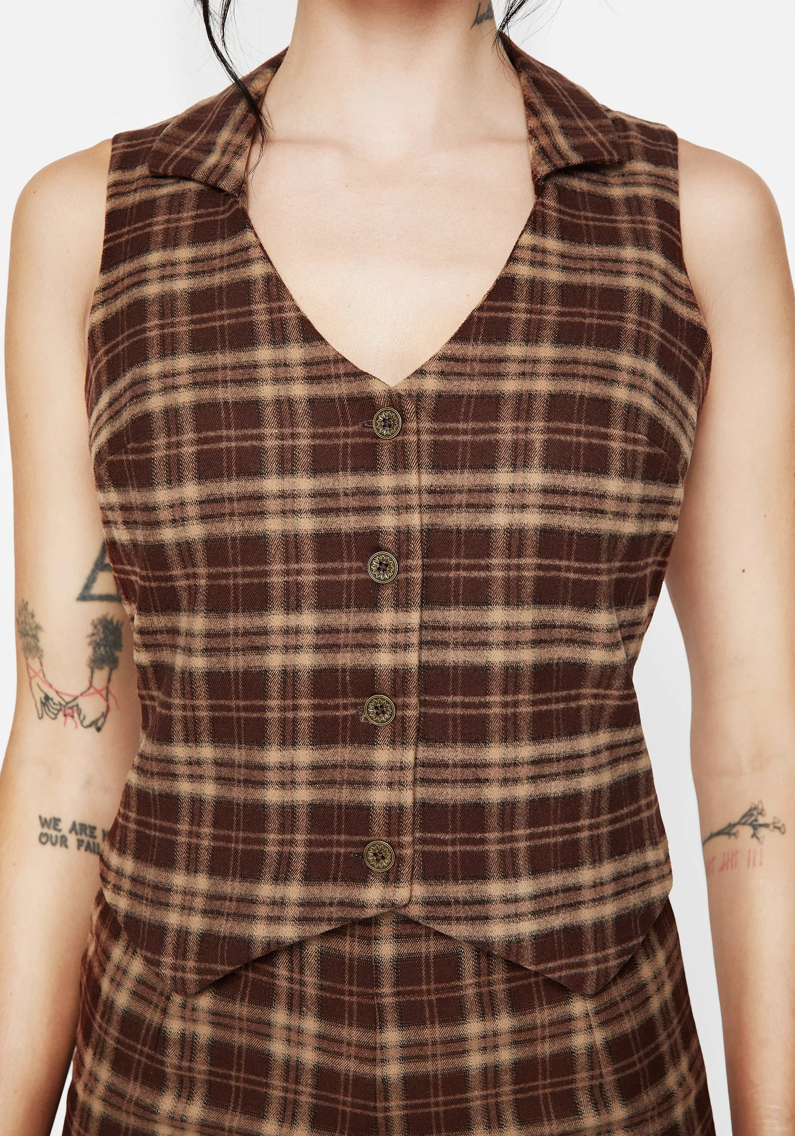 Milo Check Collared Waistcoat sold by Disturbia product image thumbnail 2