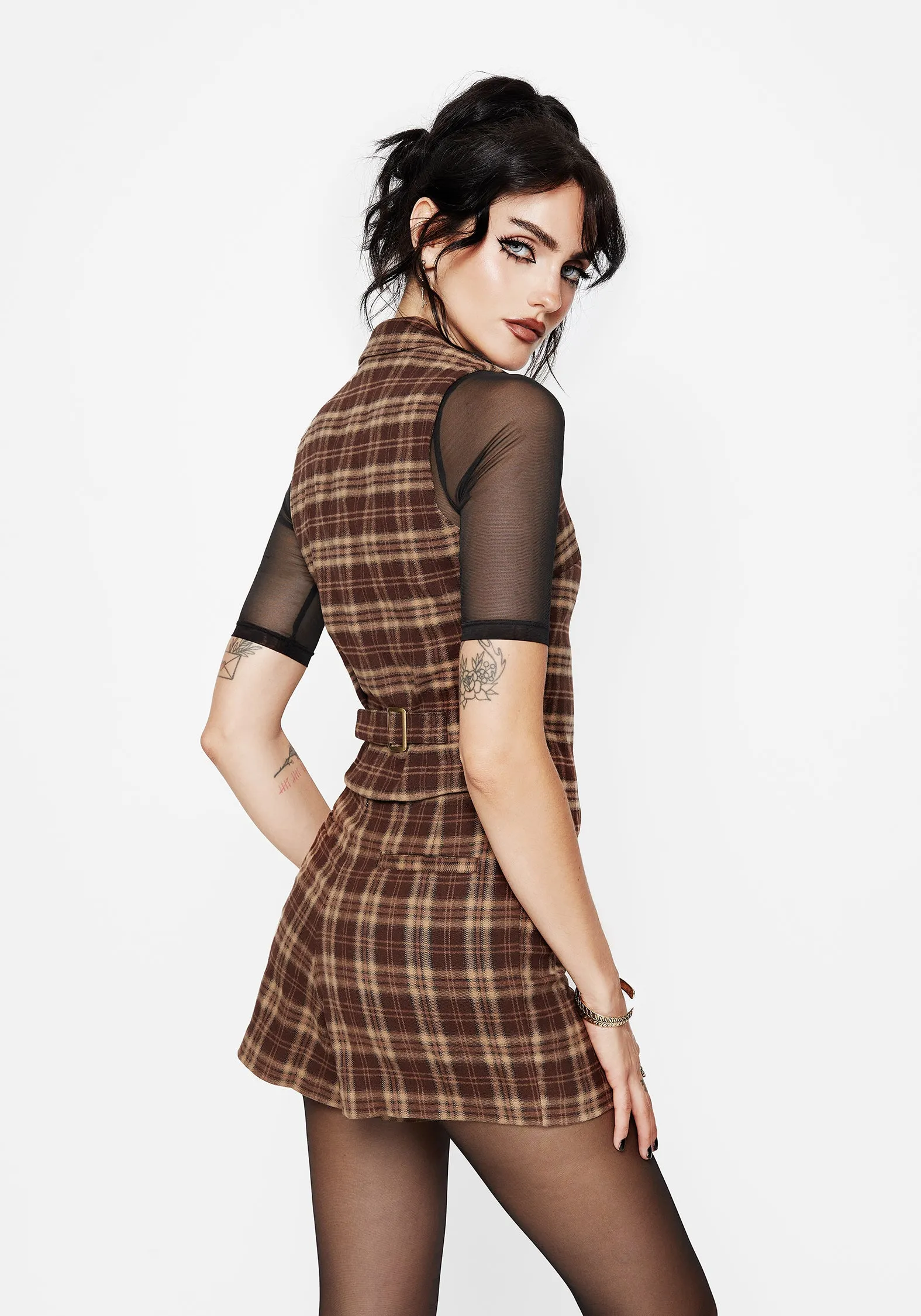 Milo Check Collared Waistcoat sold by Disturbia product image thumbnail 3