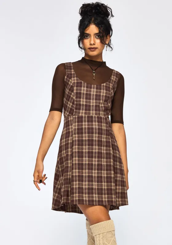 Milo Check Pinafore Mini Dress sold by Disturbia