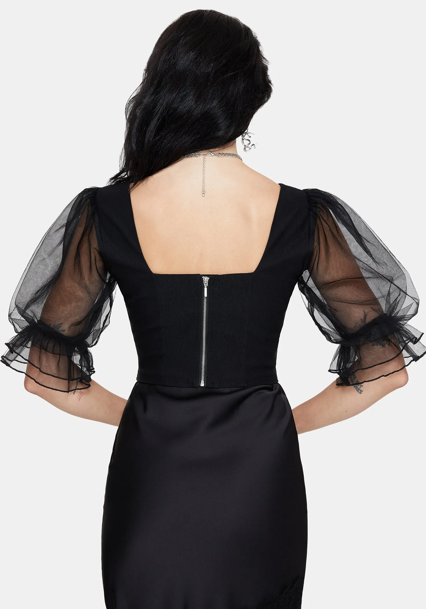 Silva Climbing Roses Embroidered Puff Sleeve Top sold by Disturbia product image thumbnail 3