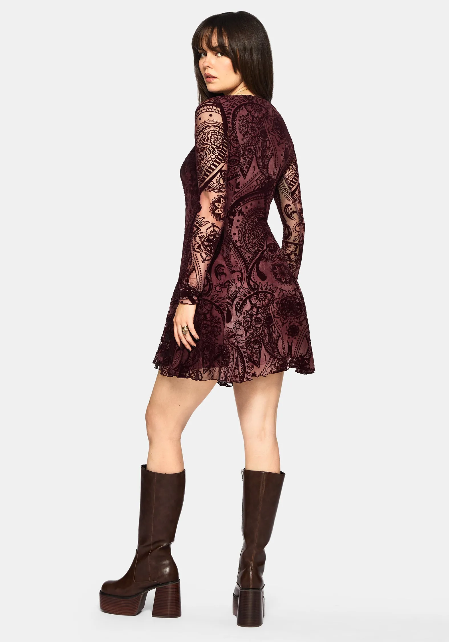 Loveday Paisley Printed Godet Mini Dress sold by Disturbia product image thumbnail 3
