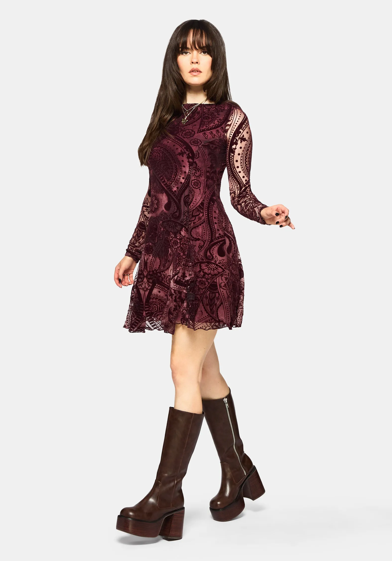 Loveday Paisley Printed Godet Mini Dress sold by Disturbia product image thumbnail 5
