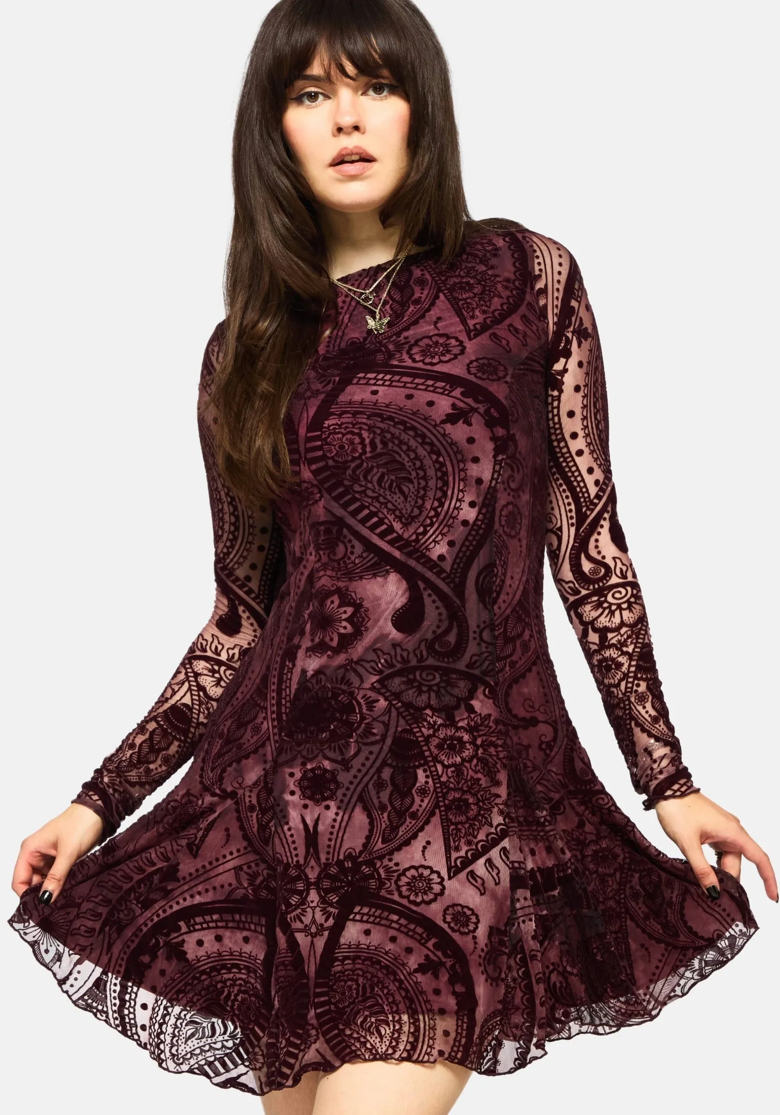 Loveday Paisley Printed Godet Mini Dress sold by Disturbia
