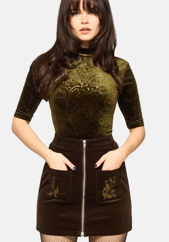 Thornshade High Neck Velour Bodysuit sold by Disturbia