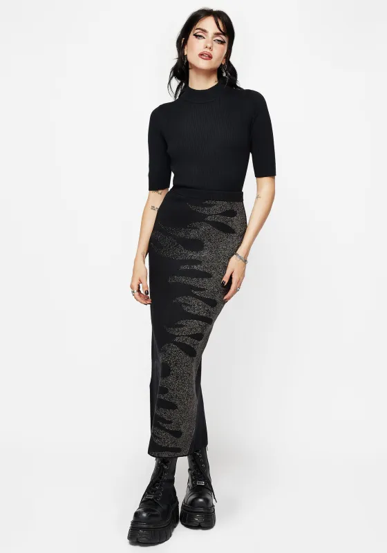 Kenna Flame Lurex Knit Maxi Skirt sold by Disturbia