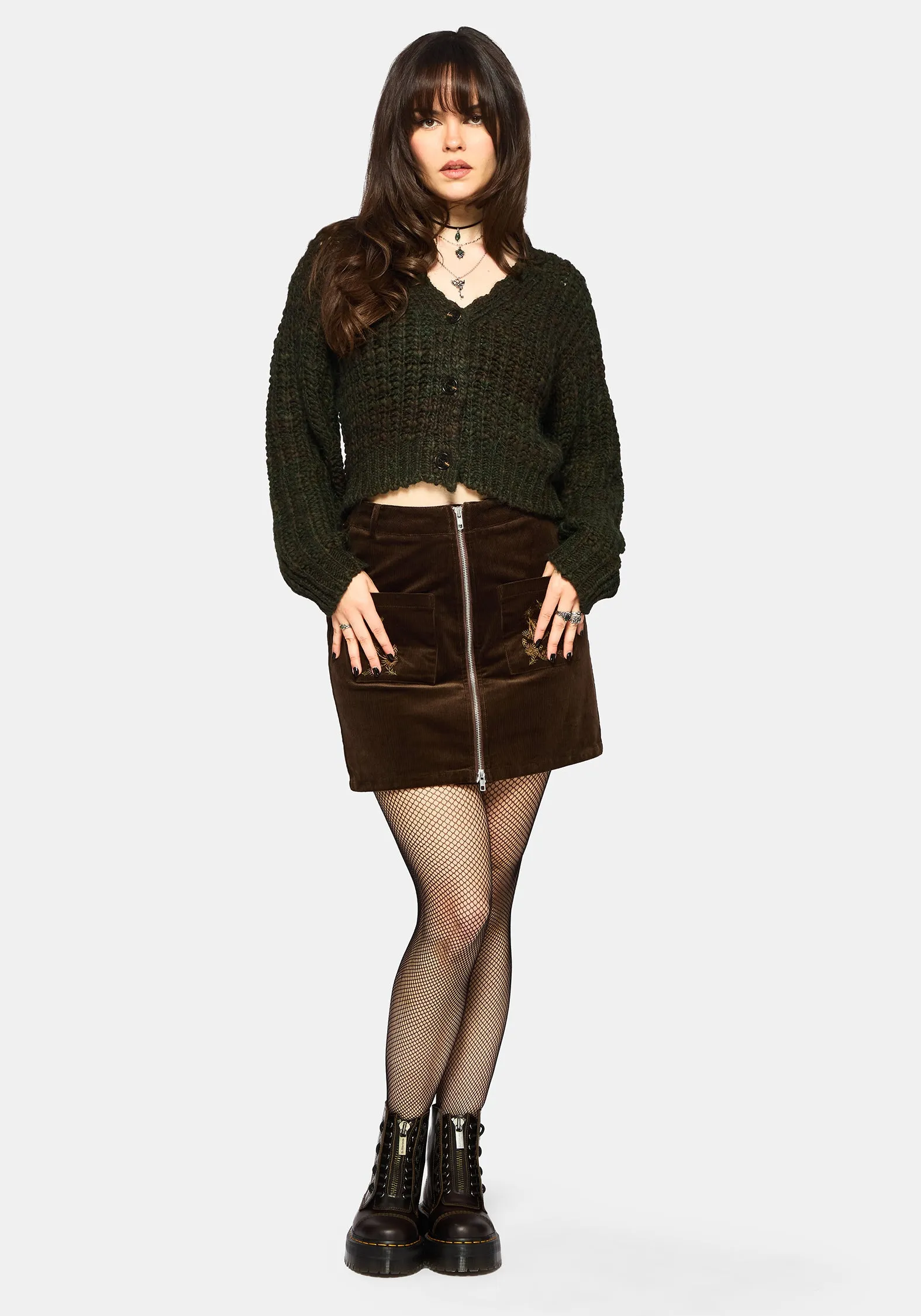 Bracken Chunky Ribbed Cropped Knit Cardigan sold by Disturbia product image thumbnail 5