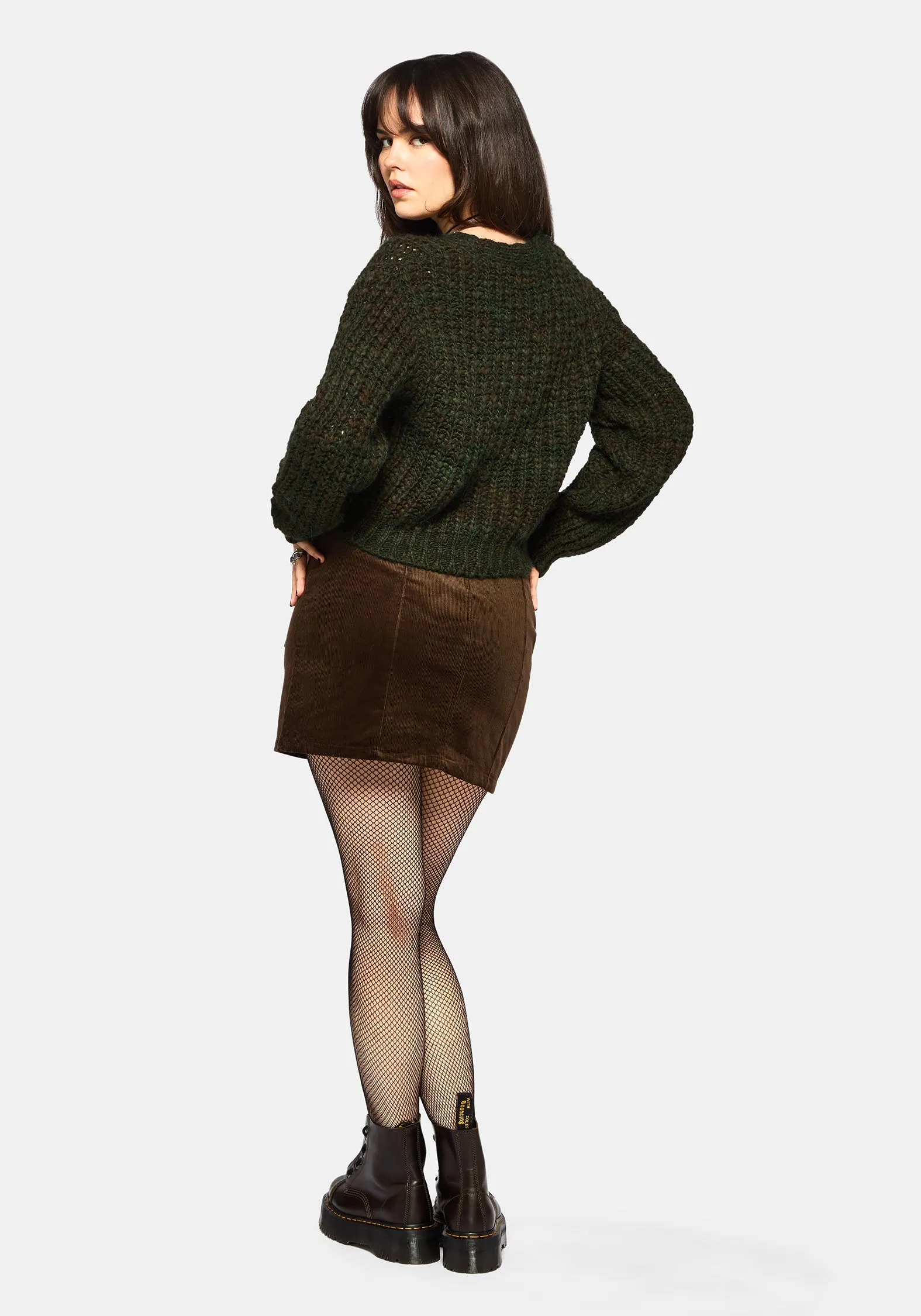 Bracken Chunky Ribbed Cropped Knit Cardigan sold by Disturbia product image thumbnail 3
