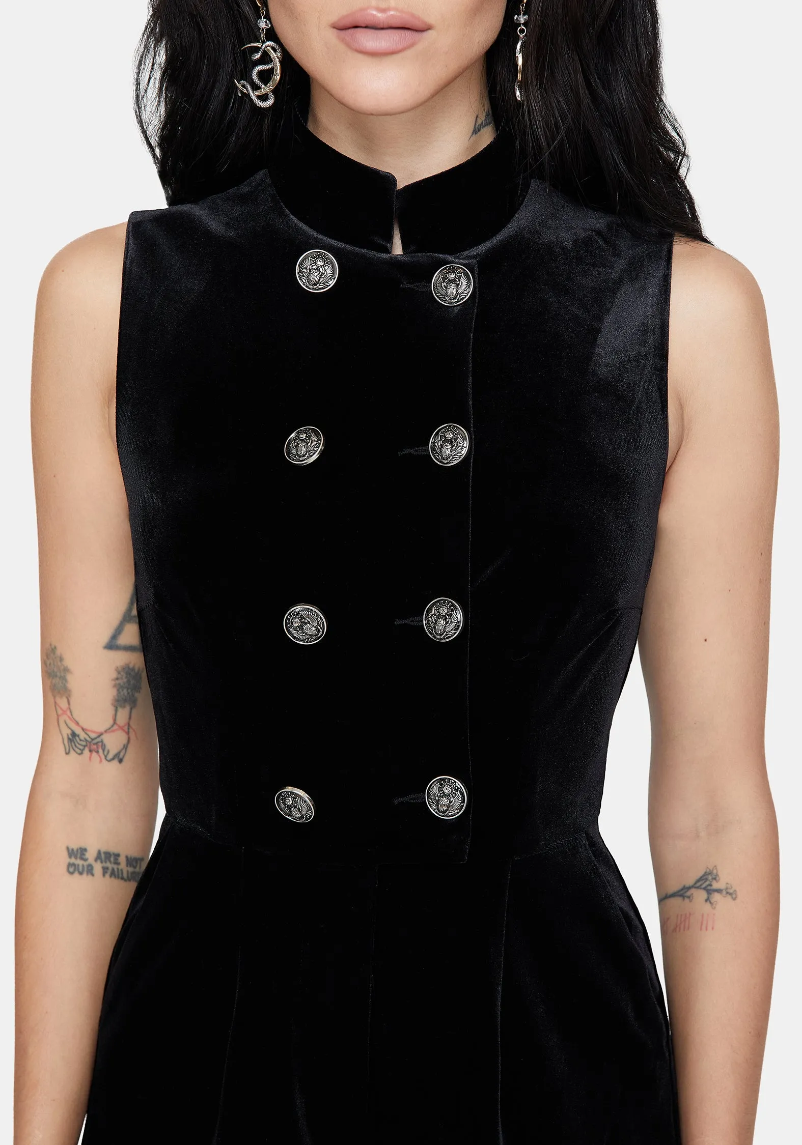 Dusken Velour Button Up High Neck Jumpsuit sold by Disturbia product image thumbnail 2