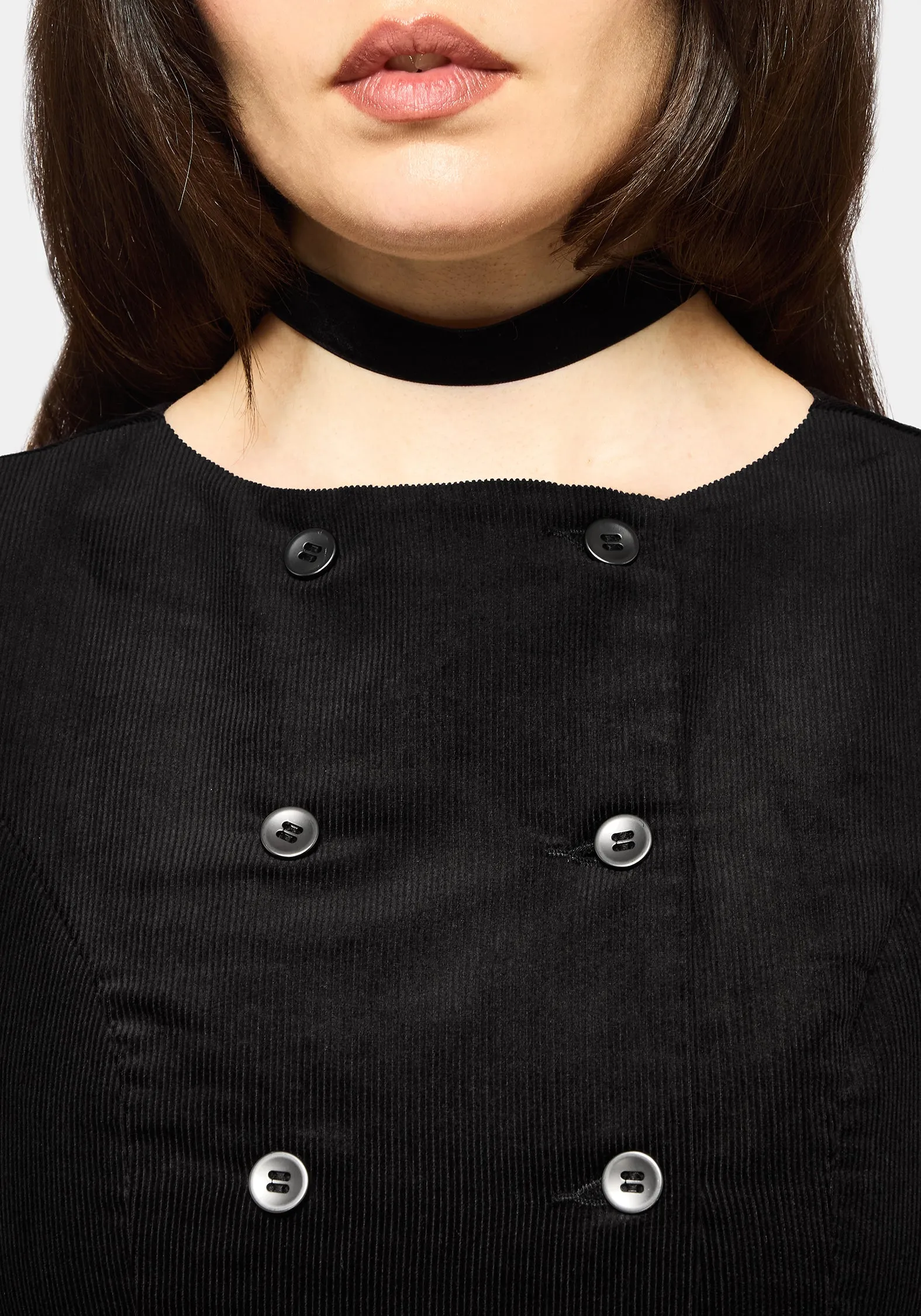 Mournia Cord Button Up Mini Dress sold by Disturbia product image thumbnail 2