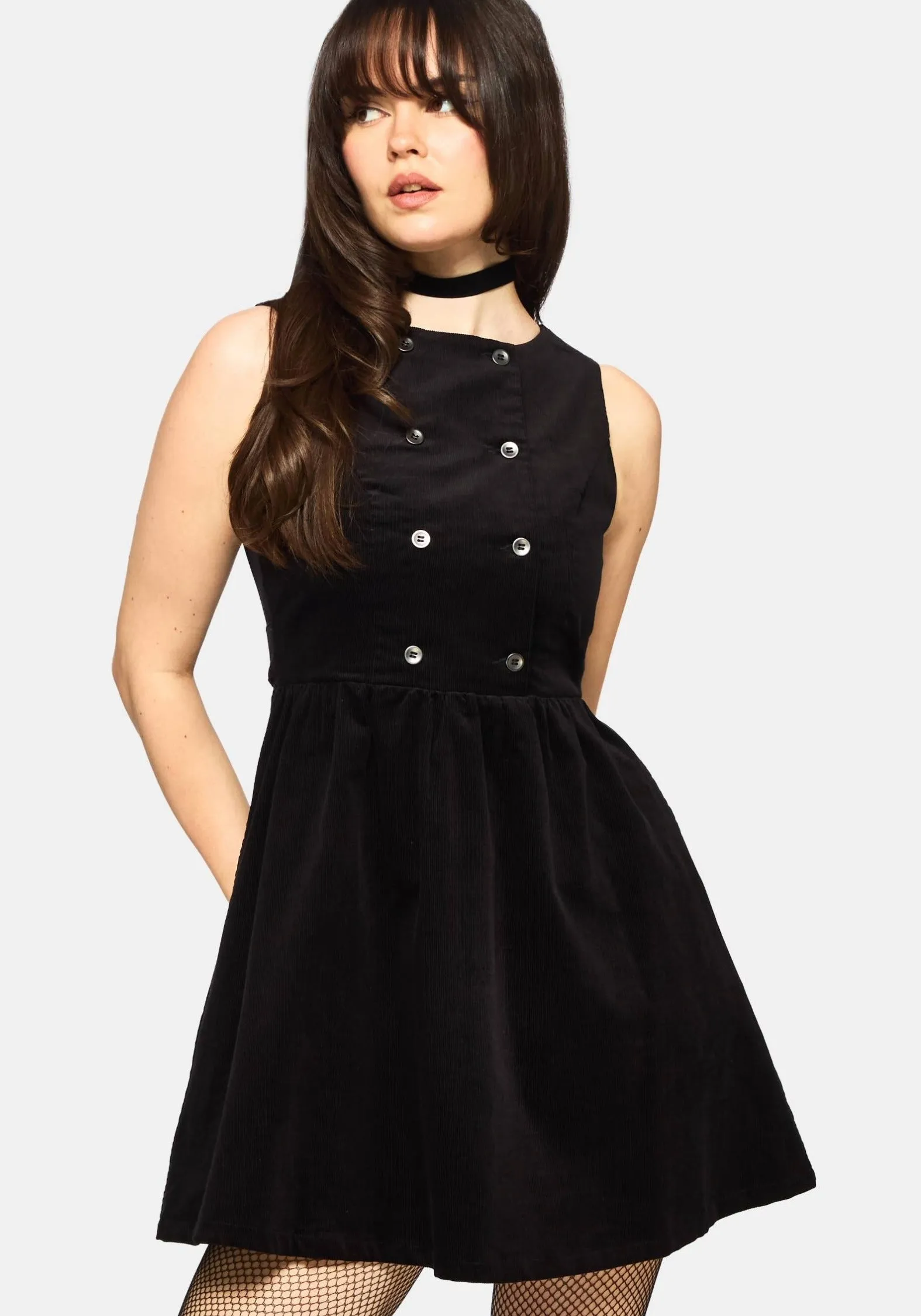 Mournia Cord Button Up Mini Dress sold by Disturbia product image thumbnail 4