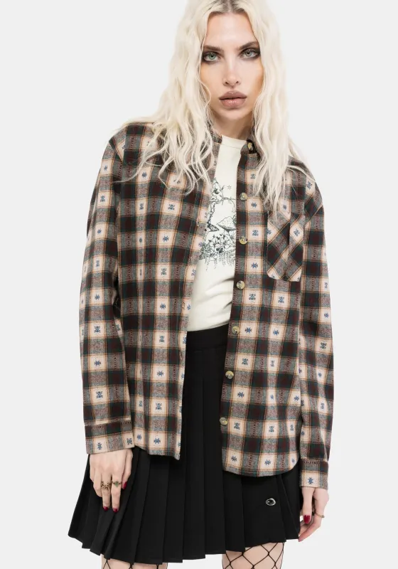 Emily Cotton Check Oversized Longline Shirt made by Disturbia