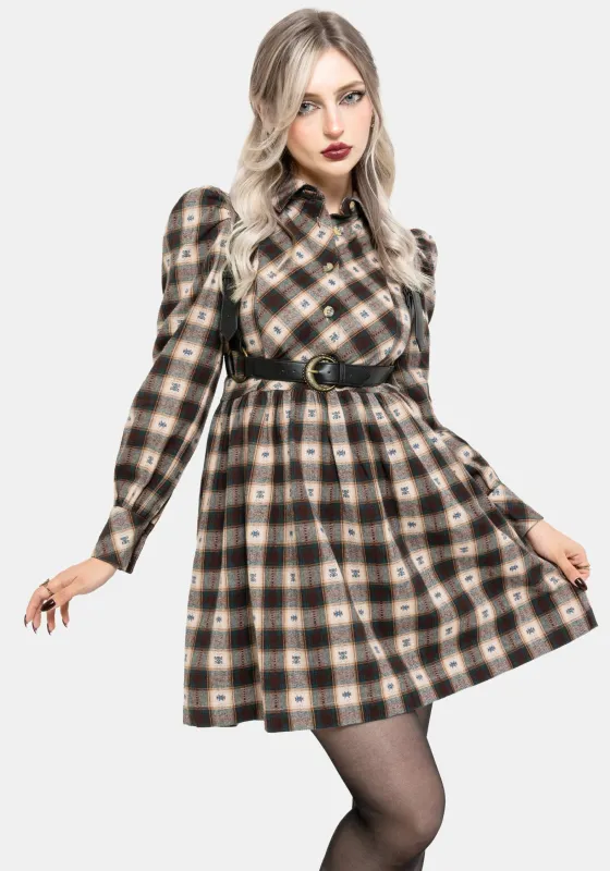 Emily Cotton Check Mini Shirt Dress sold by Disturbia