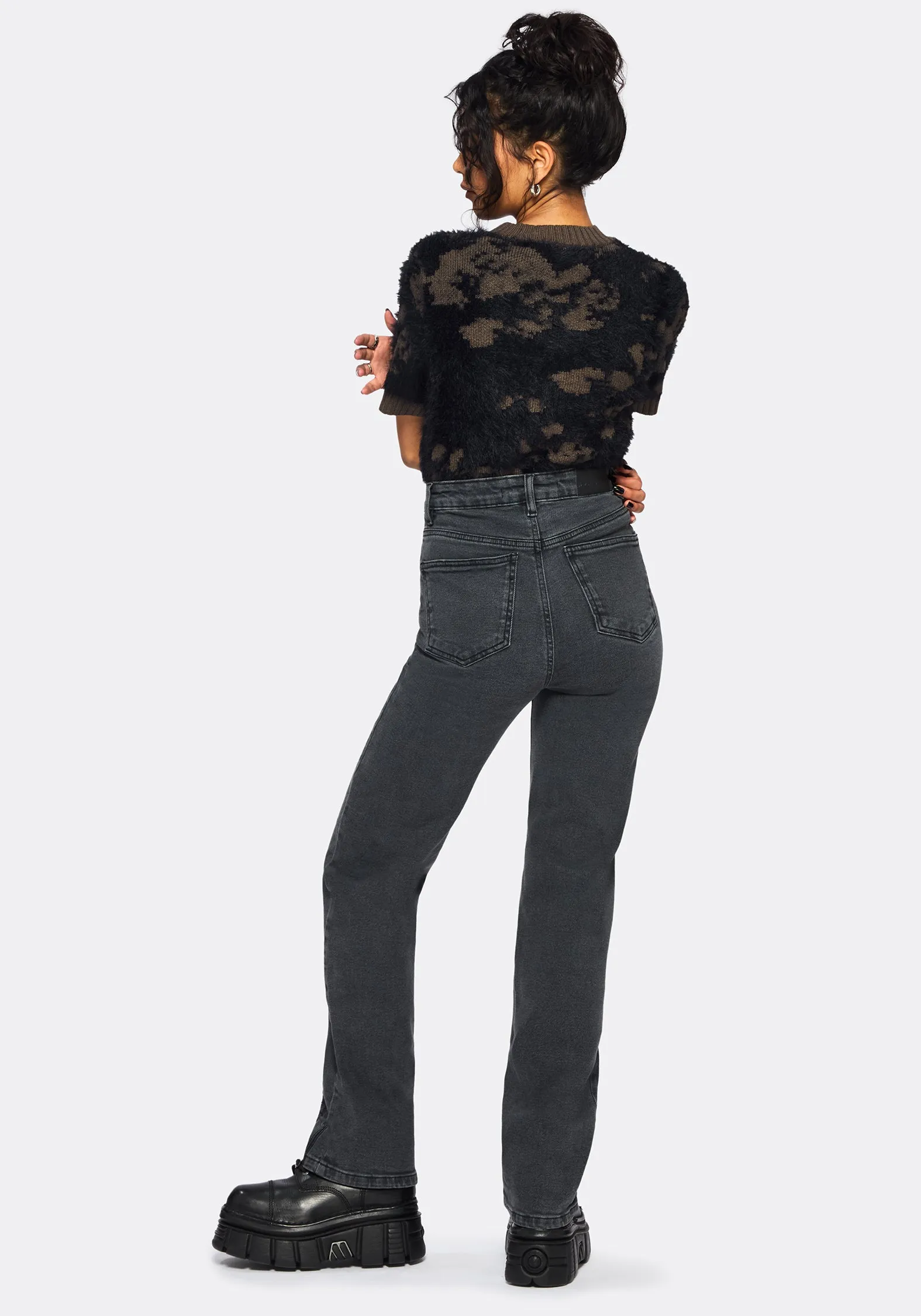 Occult Embroidered Straight Leg Jeans sold by Disturbia product image thumbnail 3