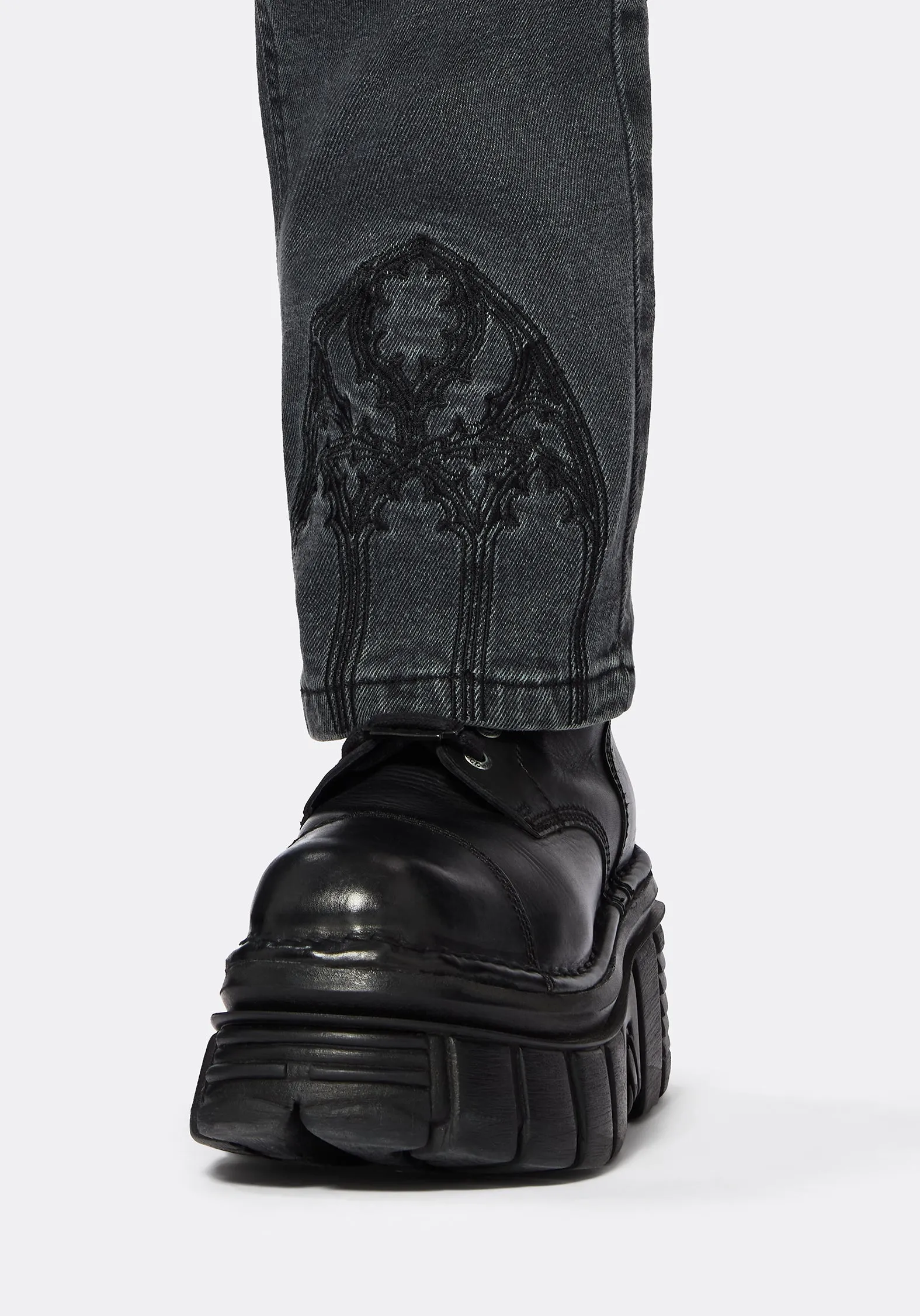 Occult Embroidered Straight Leg Jeans sold by Disturbia product image thumbnail 2