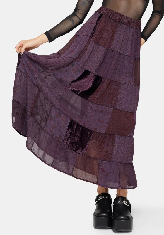 Mabel Floral Printed Patchwork Skirt sold by Disturbia