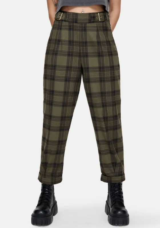 Cecily Buckle Detail Check Balloon Trousers sold by Disturbia