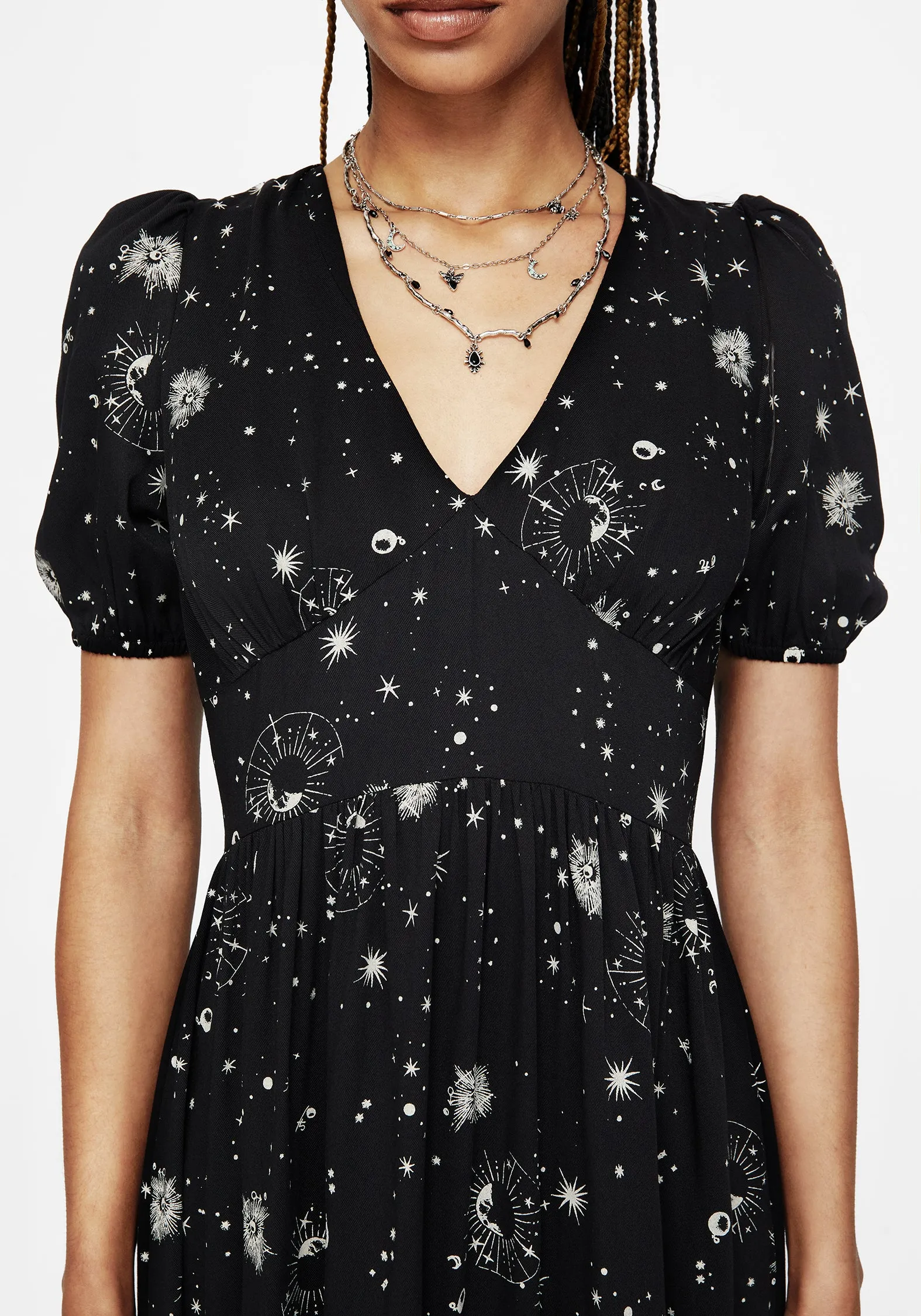 Comet Celestial Printed Puff Sleeve Midaxi Dress sold by Disturbia product image thumbnail 2