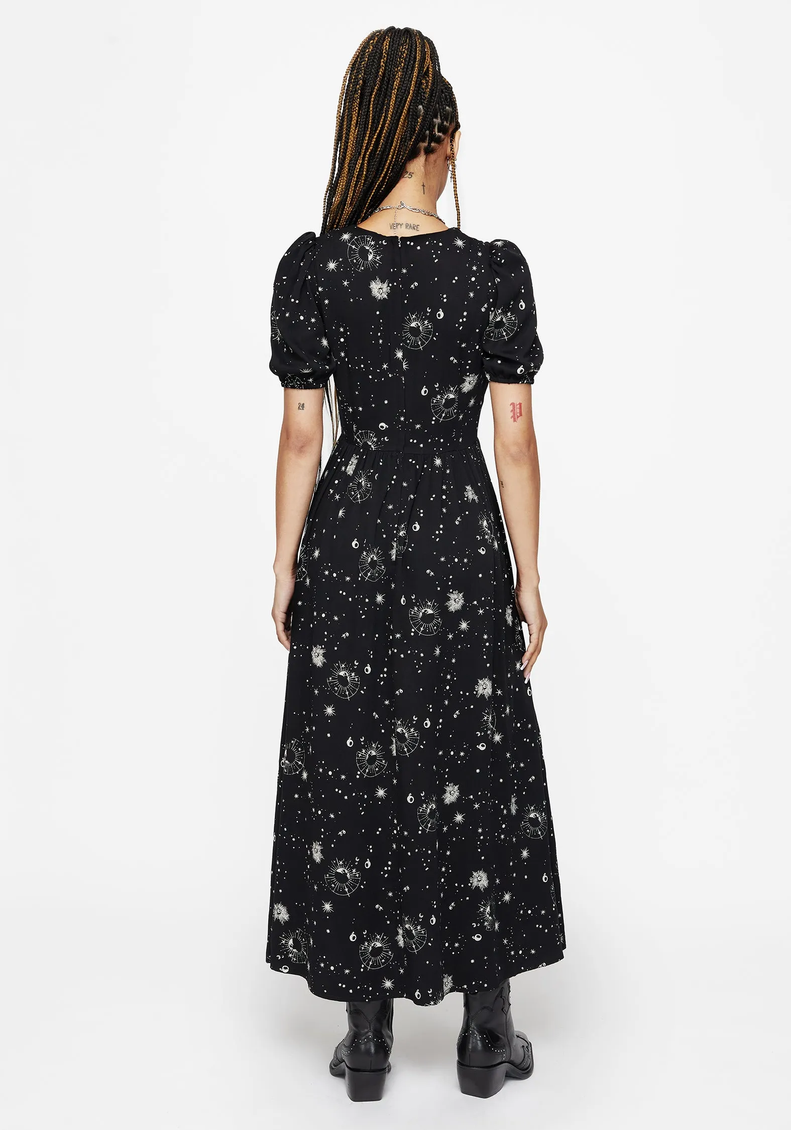 Comet Celestial Printed Puff Sleeve Midaxi Dress sold by Disturbia product image thumbnail 3