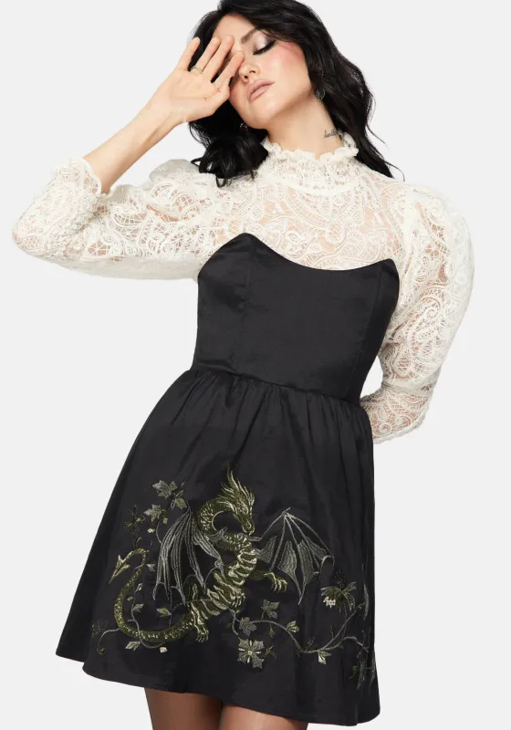 Muse Dragon Embroidery Strapless Mini Dress sold by Disturbia