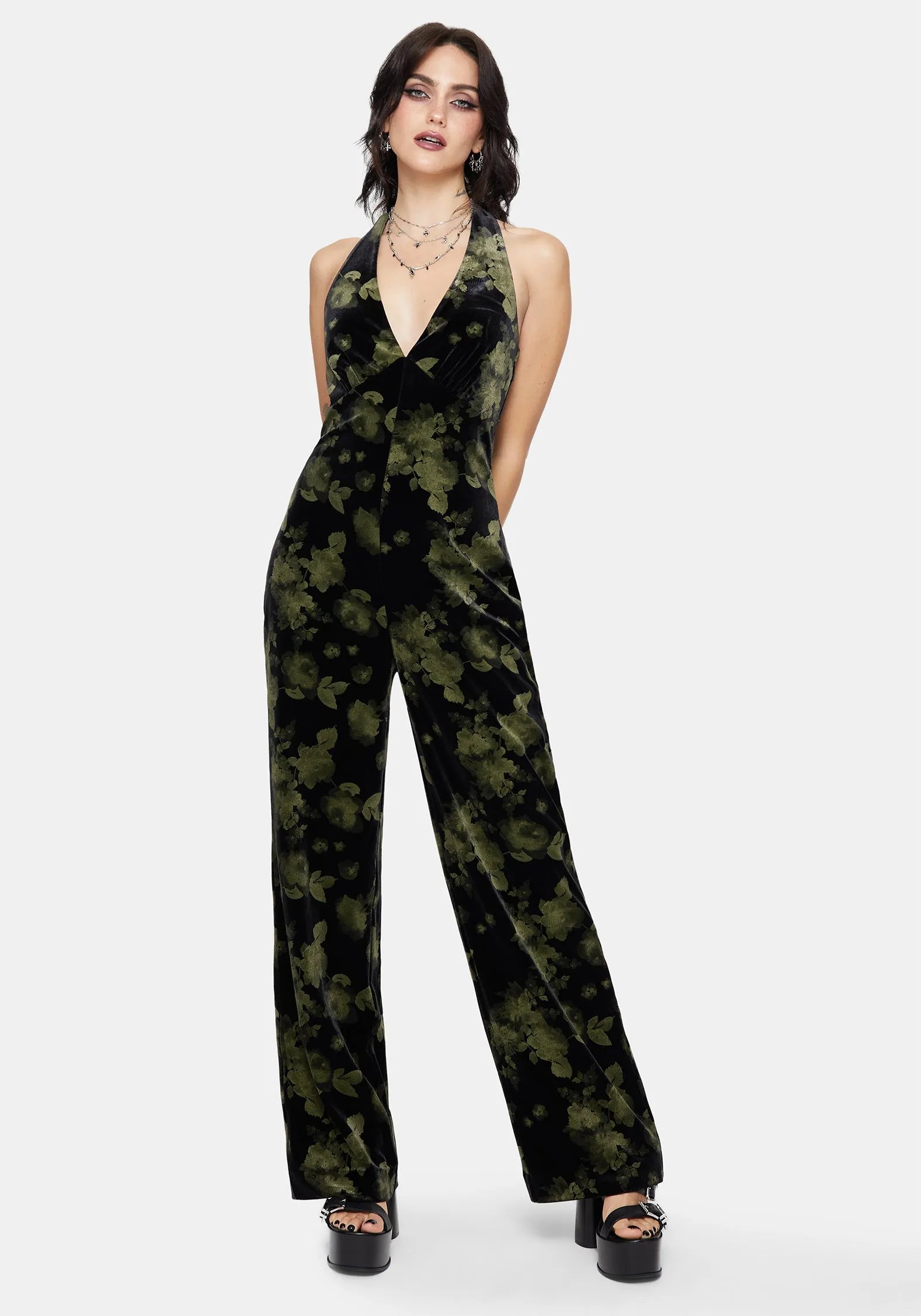 Luceria Velour Halter Neck Jumpsuit sold by Disturbia product image thumbnail 5