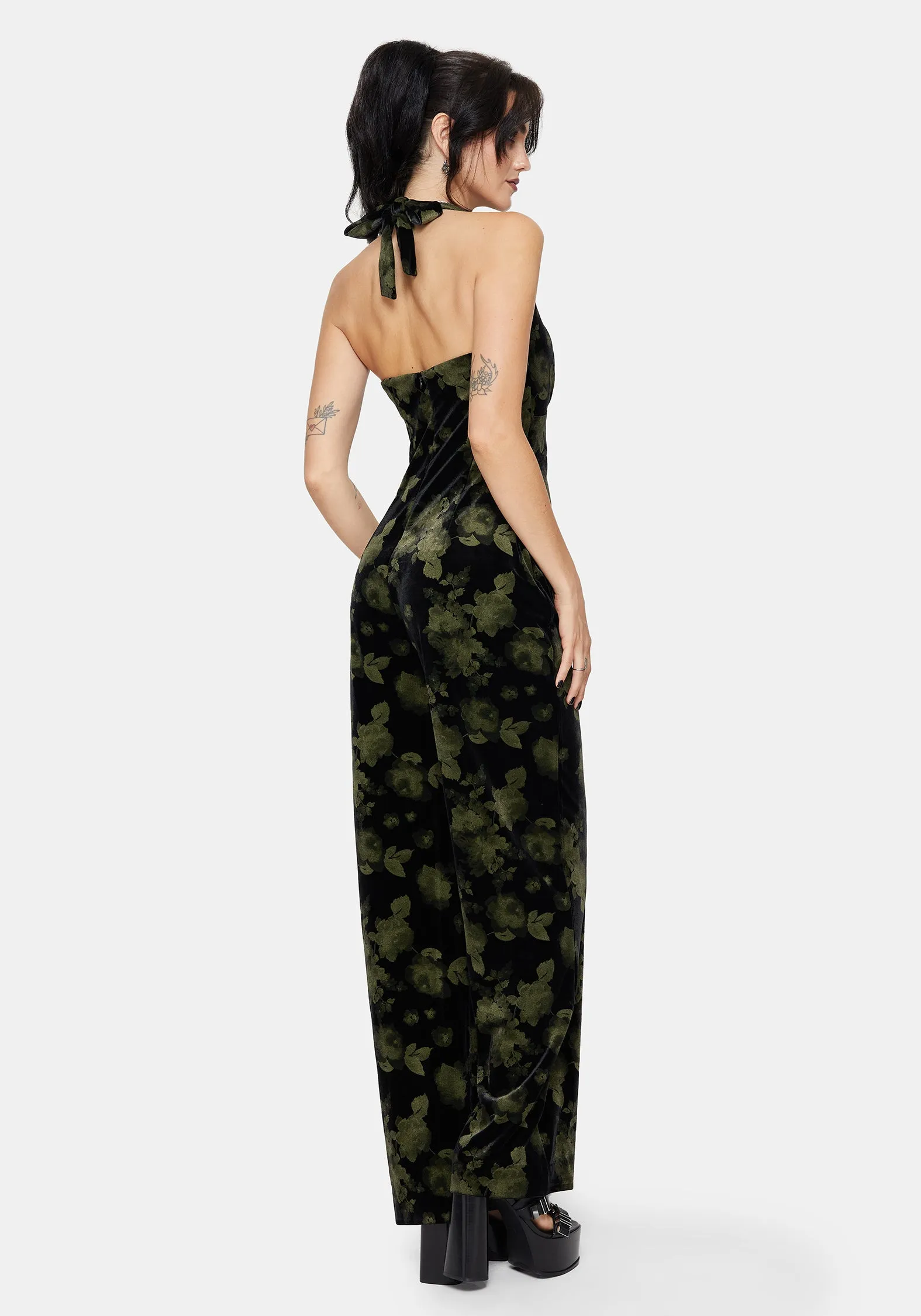 Luceria Velour Halter Neck Jumpsuit sold by Disturbia product image thumbnail 3