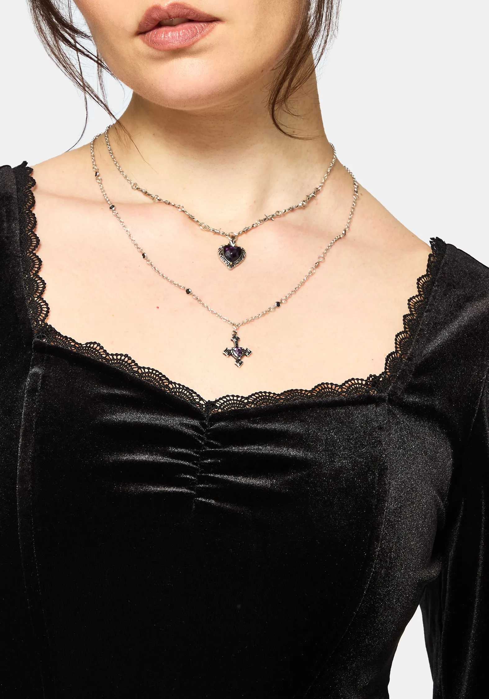 Nelle Velour Embroidered Puff Sleeve Corset Top sold by Disturbia product image thumbnail 4