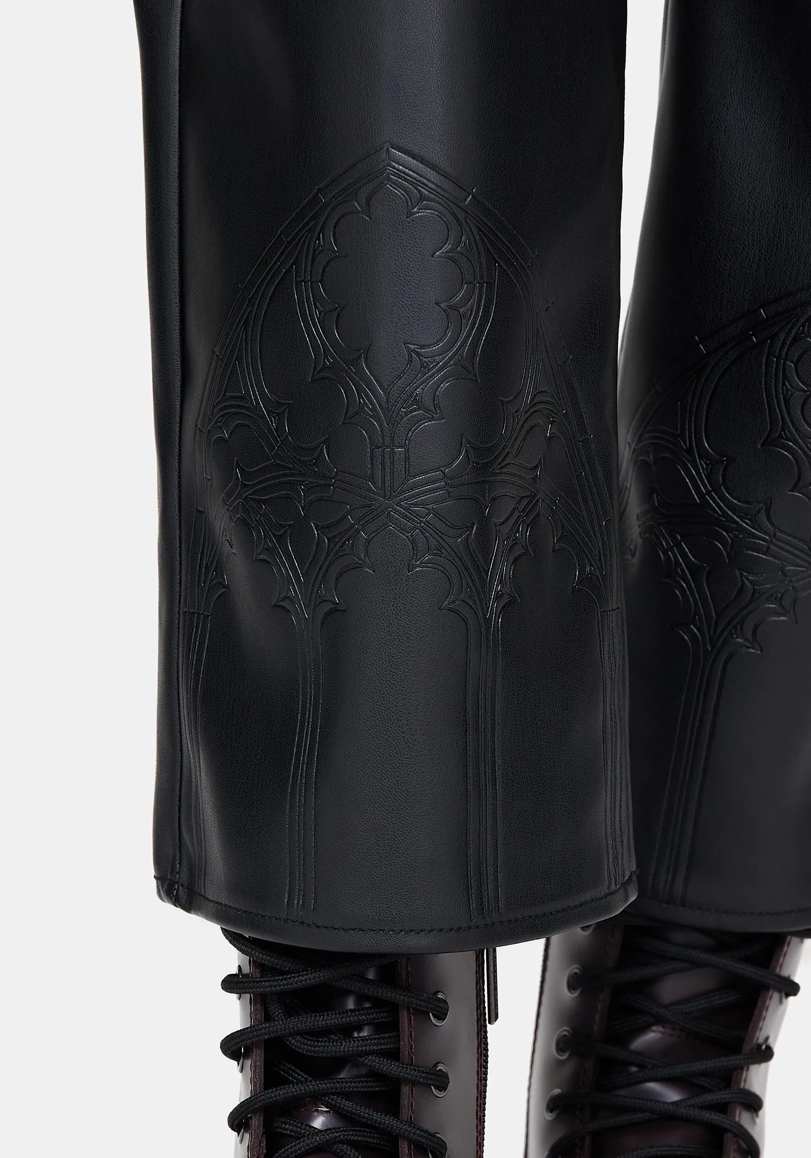 Blackwater Debossed Faux Leather Straight Leg Cropped Trousers sold by Disturbia product image thumbnail 2