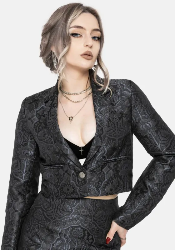Nocturna Jacquard Cropped Blazer sold by Disturbia
