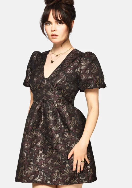 Rena Snake Jacquard Mini Dress - Brown sold by Disturbia