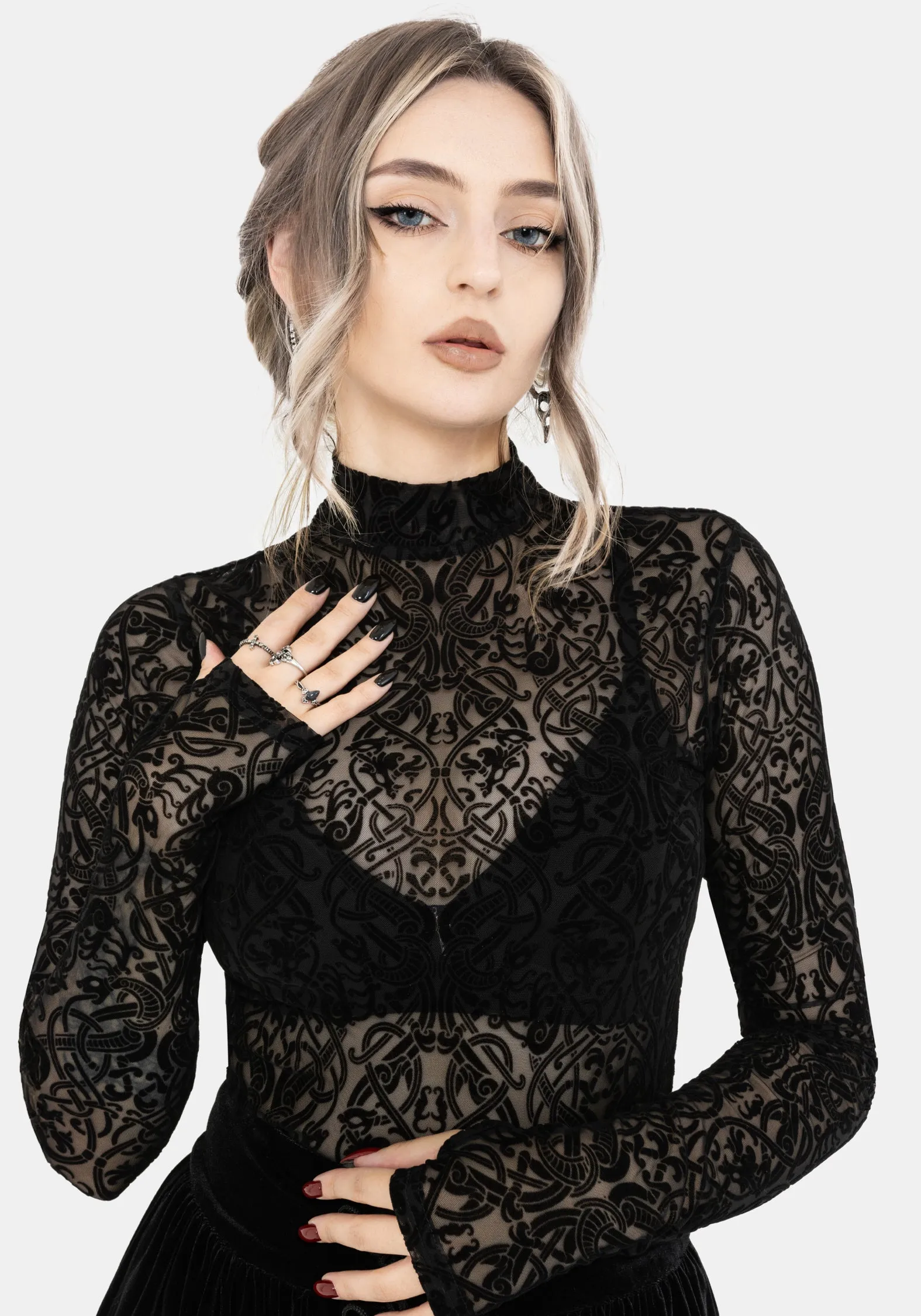Disrupt Dragon Mesh Long Sleeved Top sold by Disturbia product image thumbnail 5