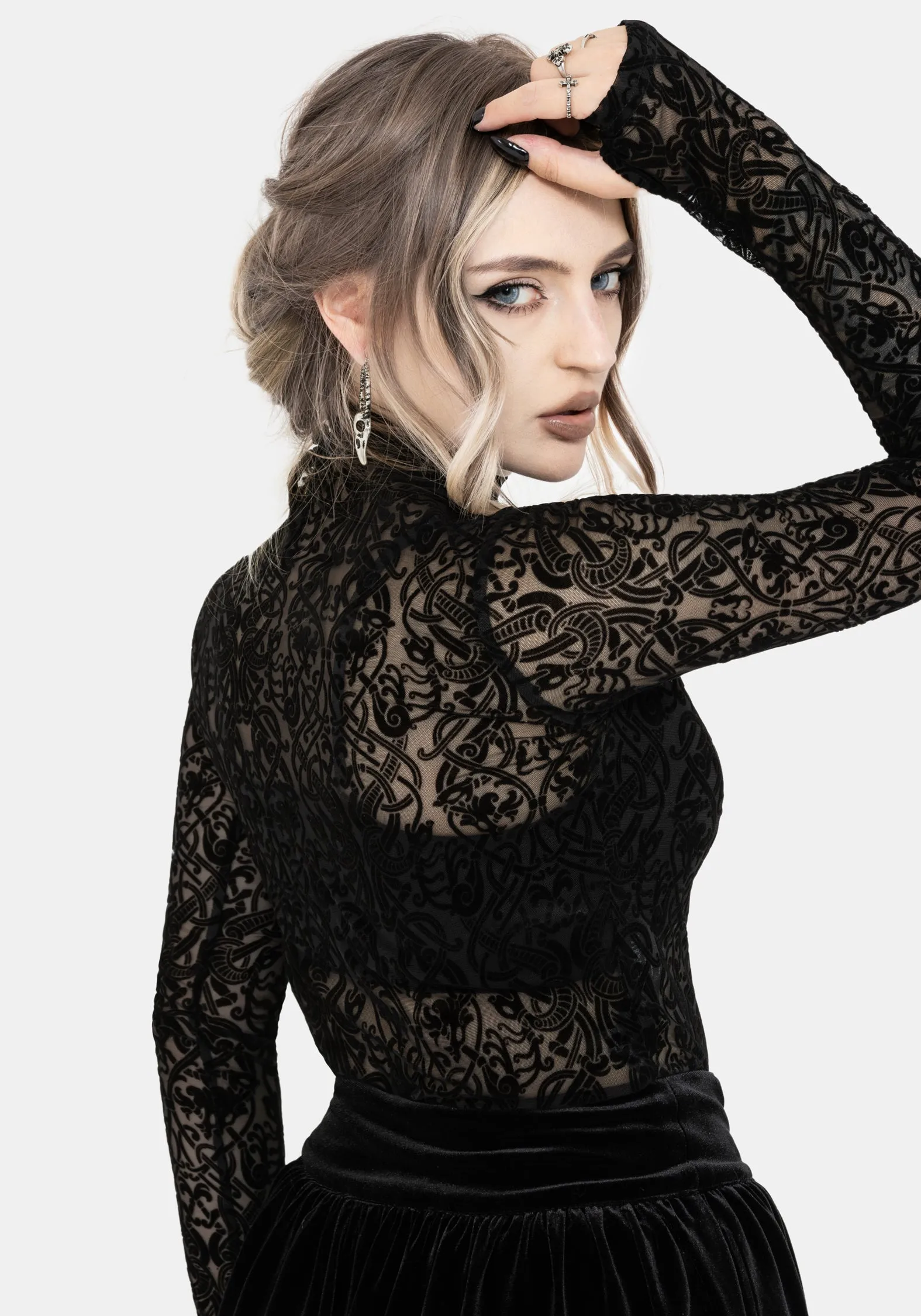 Disrupt Dragon Mesh Long Sleeved Top sold by Disturbia product image thumbnail 3