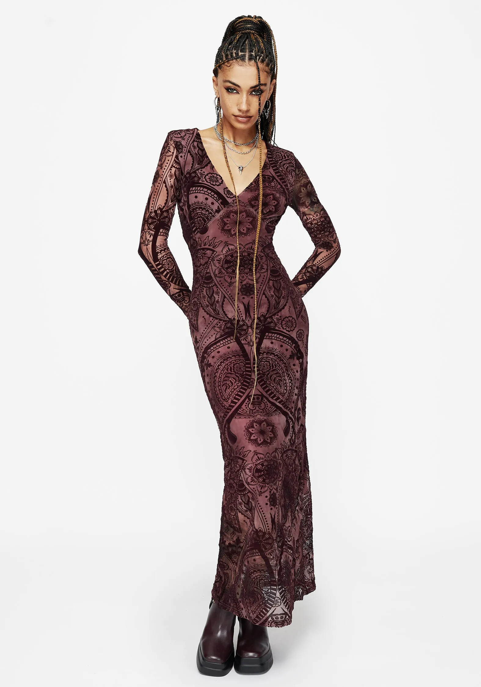 Loveday Paisley Printed Long Sleeve Midi Dress sold by Disturbia product image thumbnail 5