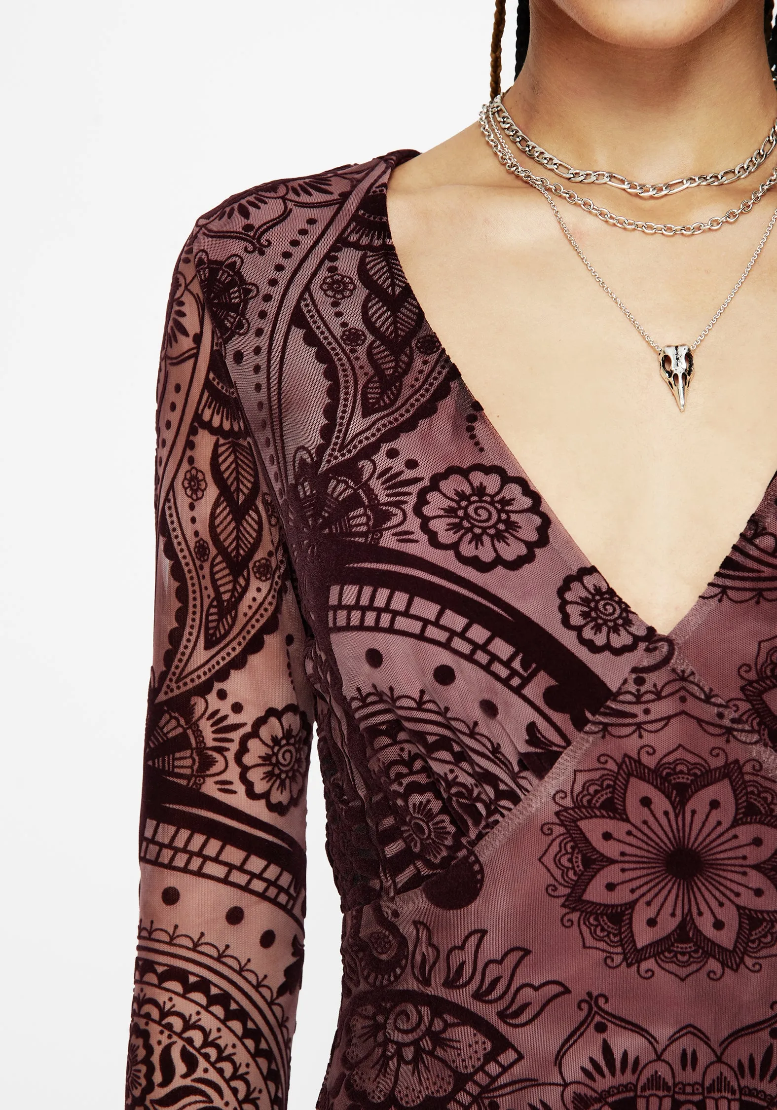 Loveday Paisley Printed Long Sleeve Midi Dress sold by Disturbia product image thumbnail 2