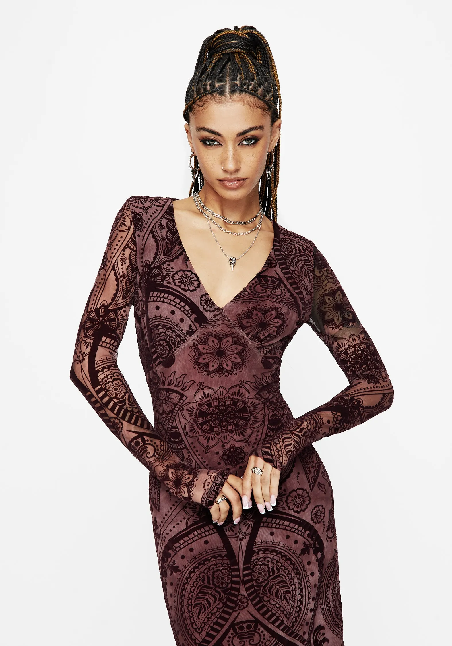 Loveday Paisley Printed Long Sleeve Midi Dress sold by Disturbia product image thumbnail 4