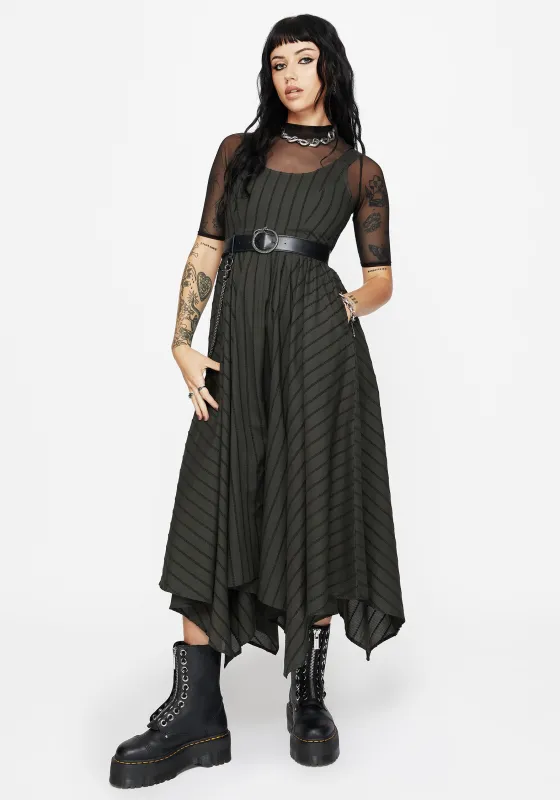 Blythe Cotton Handkerchief Hem Midaxi Dress - Dark Green sold by Disturbia
