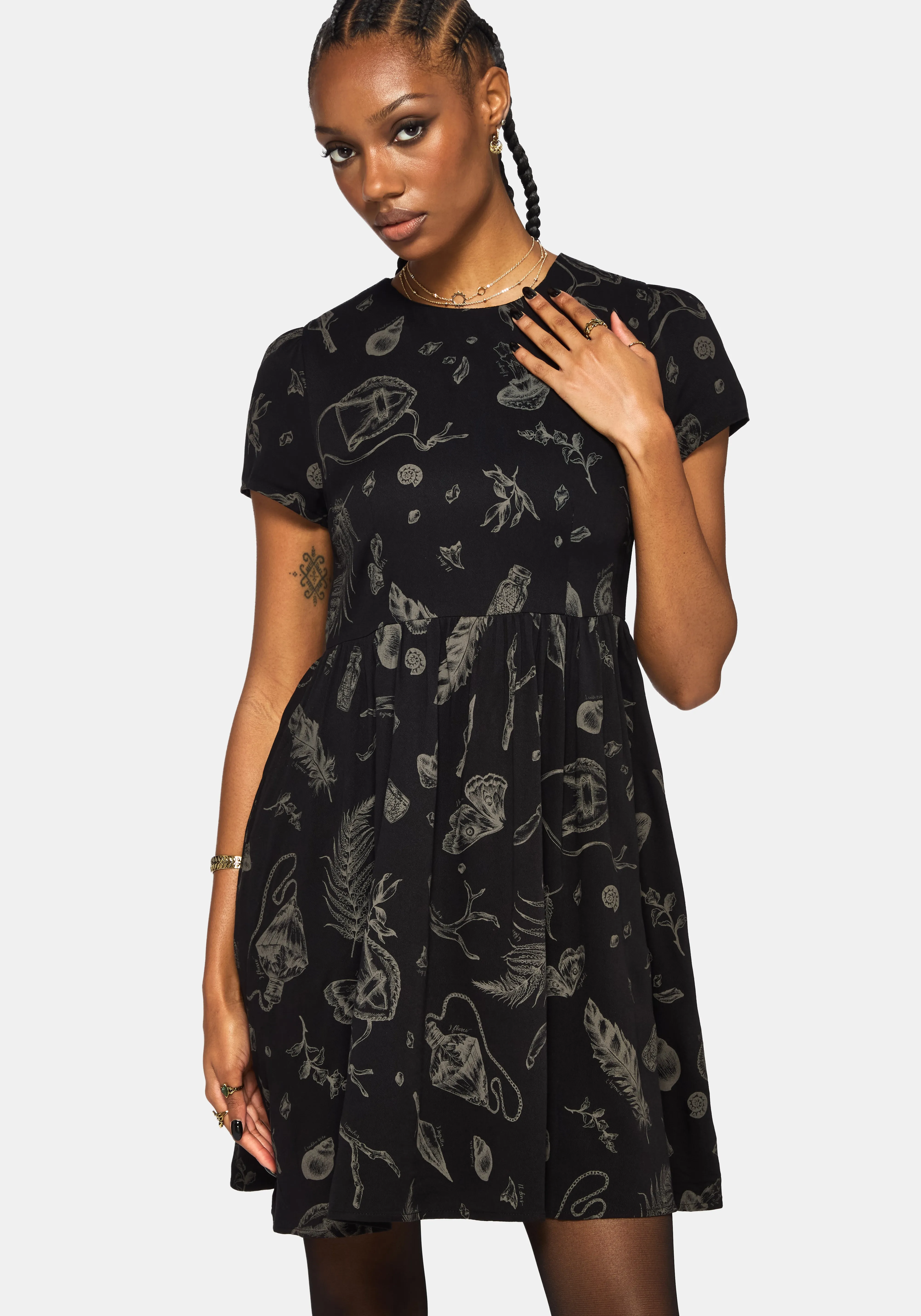 Helena Highland Foraging Mini Skater Dress sold by Disturbia product image thumbnail 5