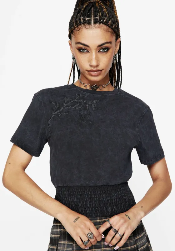 Lamia Spider Embroidered Smock Waist Cotton T-Shirt sold by Disturbia