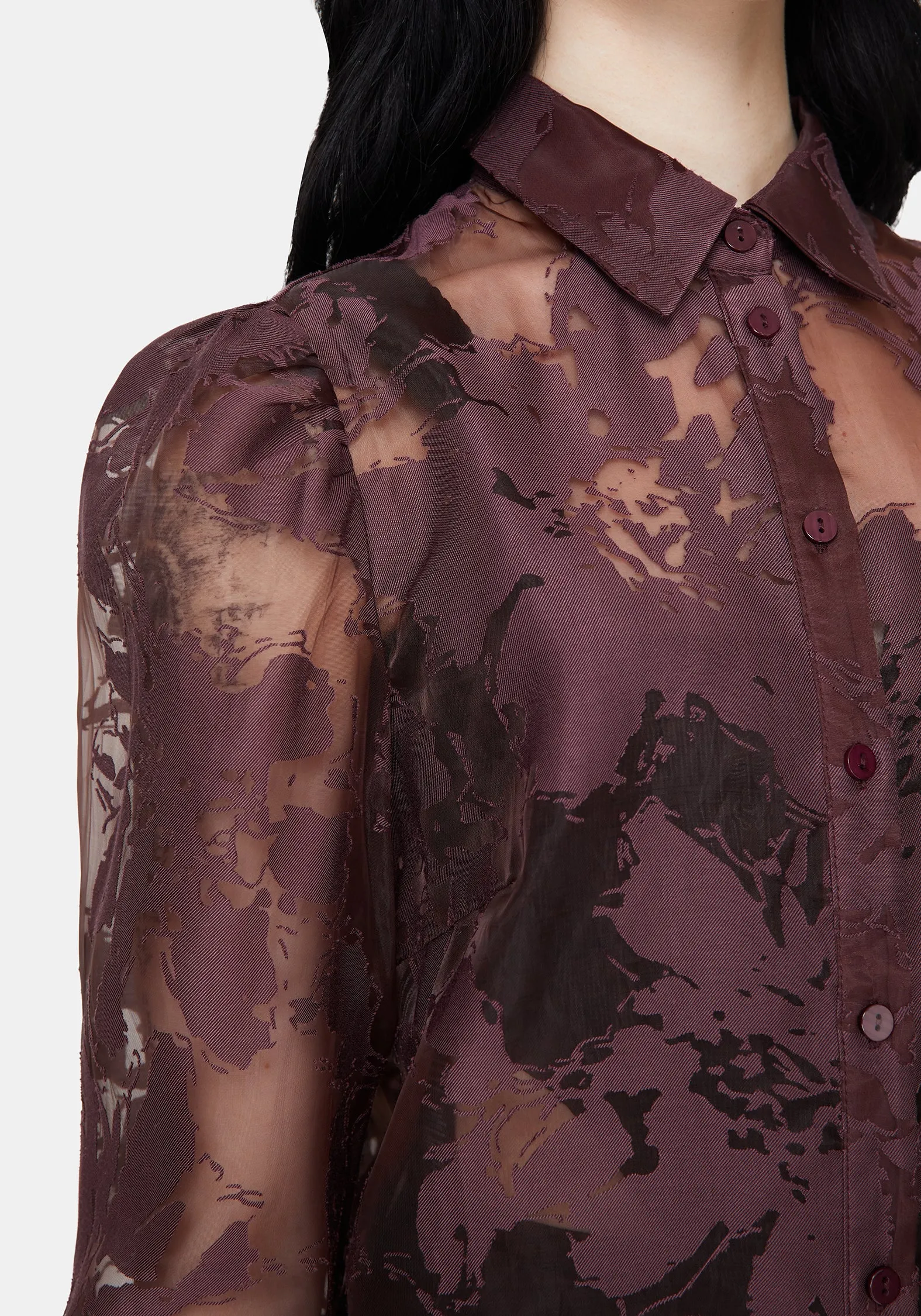 Spectre Sheer Regular Fit Shirt - Burgundy sold by Disturbia product image thumbnail 2
