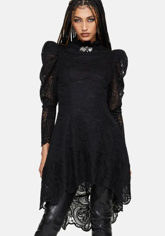 Victoriana High Neck Lace Mini Dress sold by Disturbia