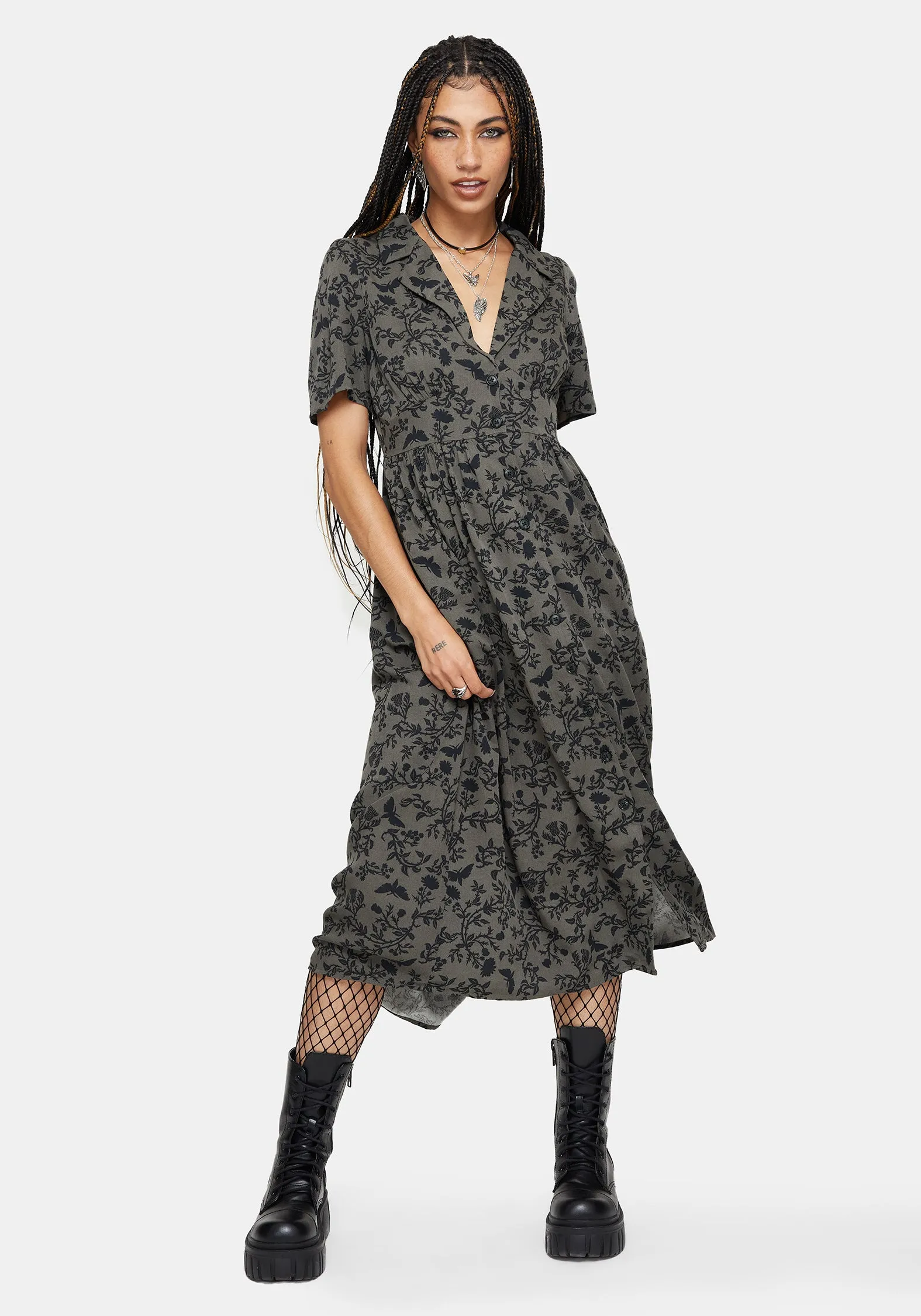 Morgana Midi Shirt Dress - Green sold by Disturbia