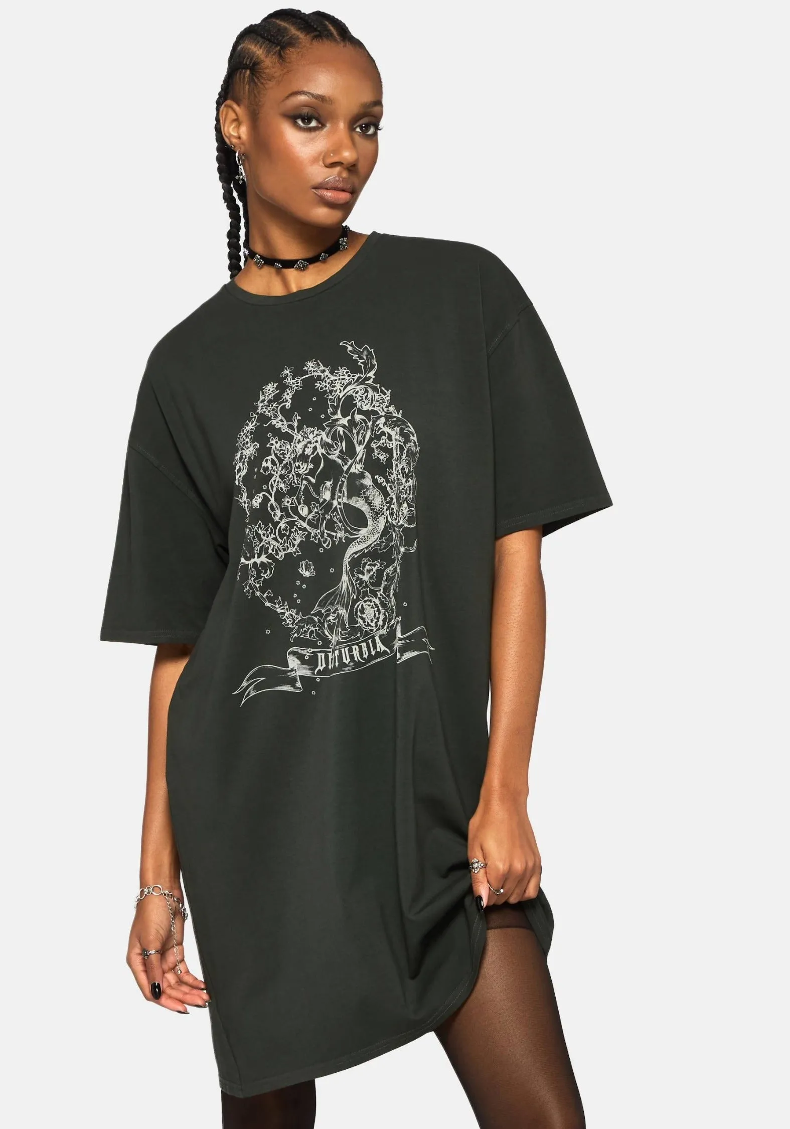 Merunicorn Enchanted Forest Printed Tee Dress sold by Disturbia product image thumbnail 4