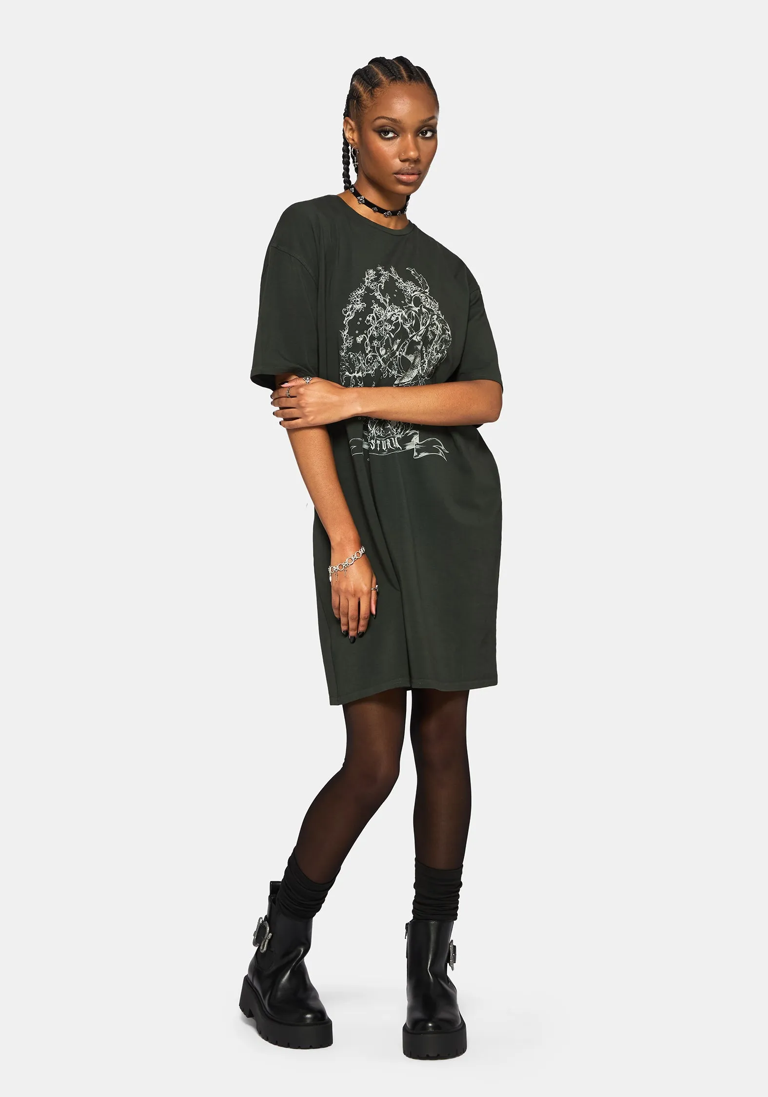 Merunicorn Enchanted Forest Printed Tee Dress sold by Disturbia product image thumbnail 5
