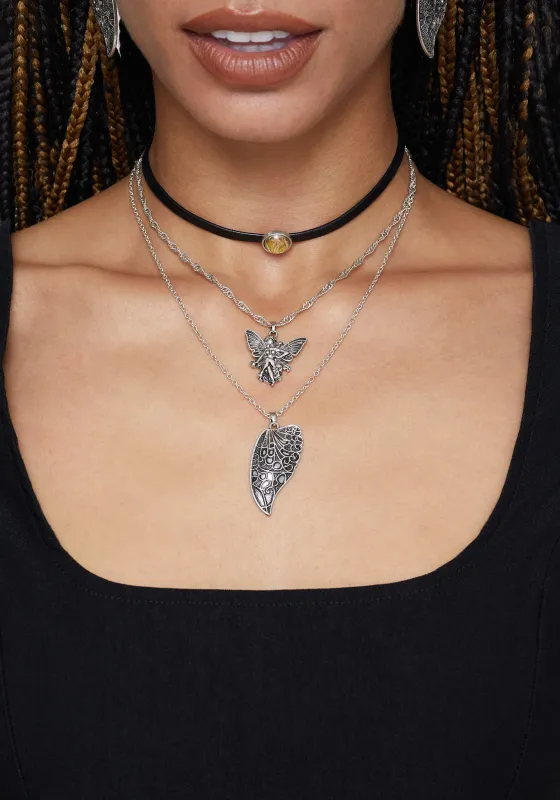 Sylvaine Fairy Trapped Flower Layered Necklace sold by Disturbia