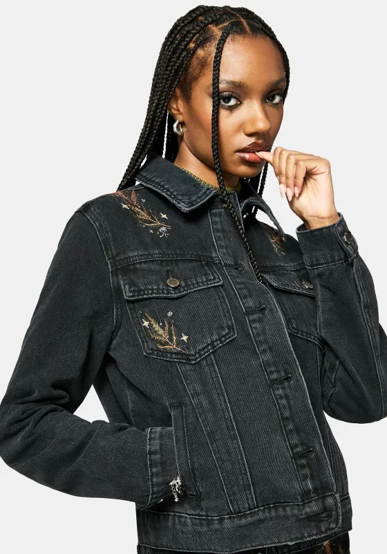 Abellona Embroidered Denim Jacket made by Disturbia