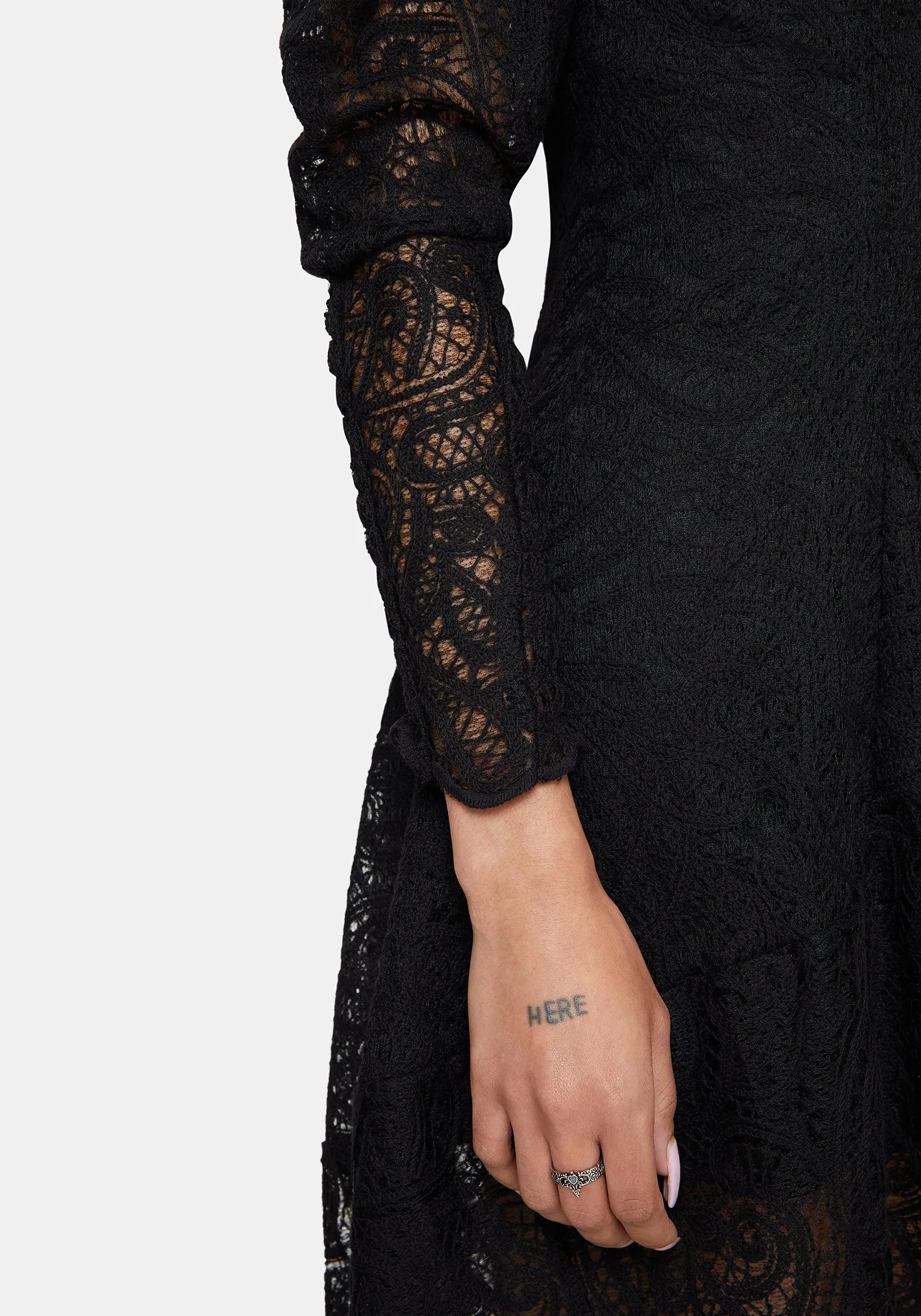 Lyra High Neck Lace Mini Dress sold by Disturbia product image thumbnail 2