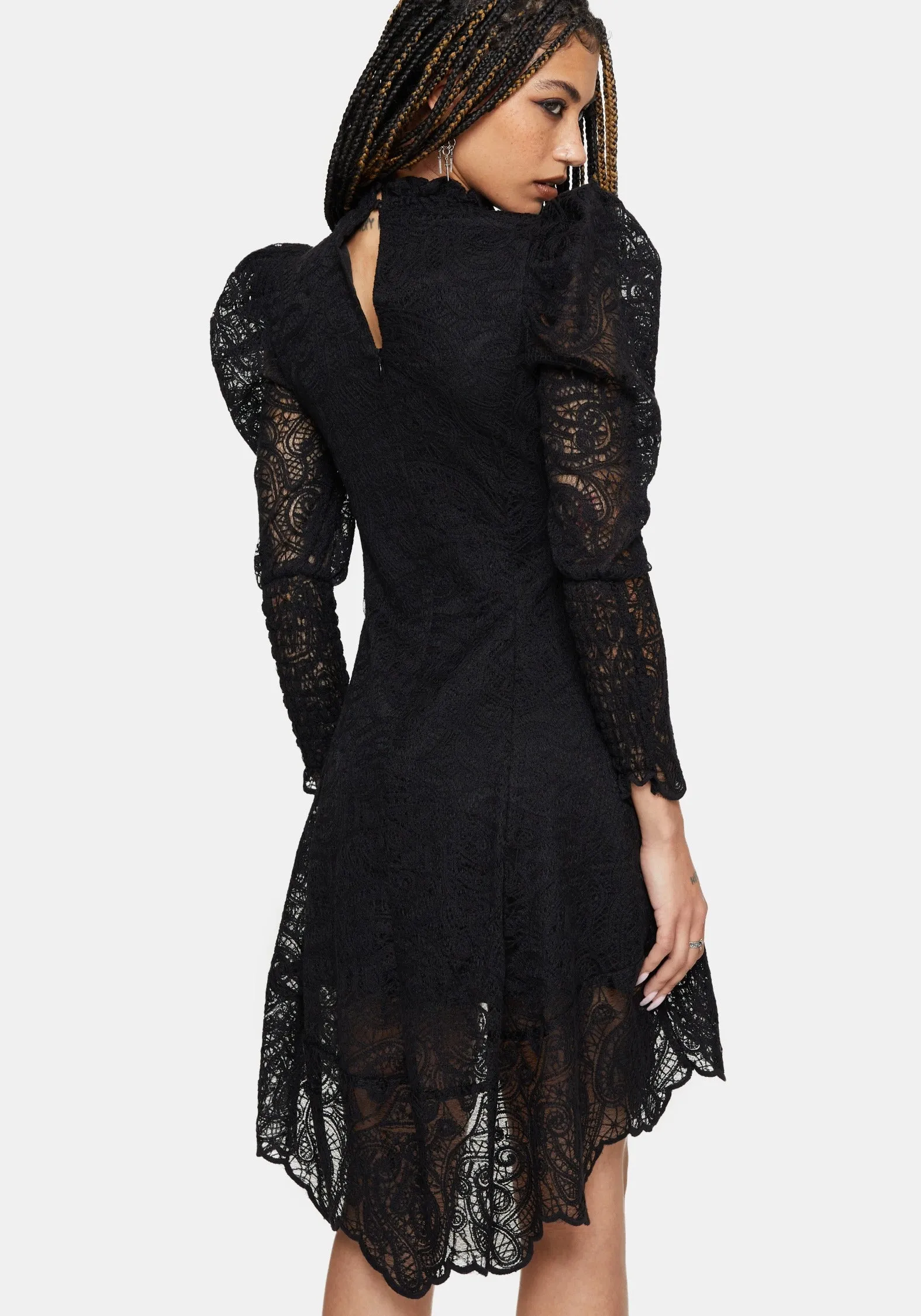 Lyra High Neck Lace Mini Dress sold by Disturbia product image thumbnail 3